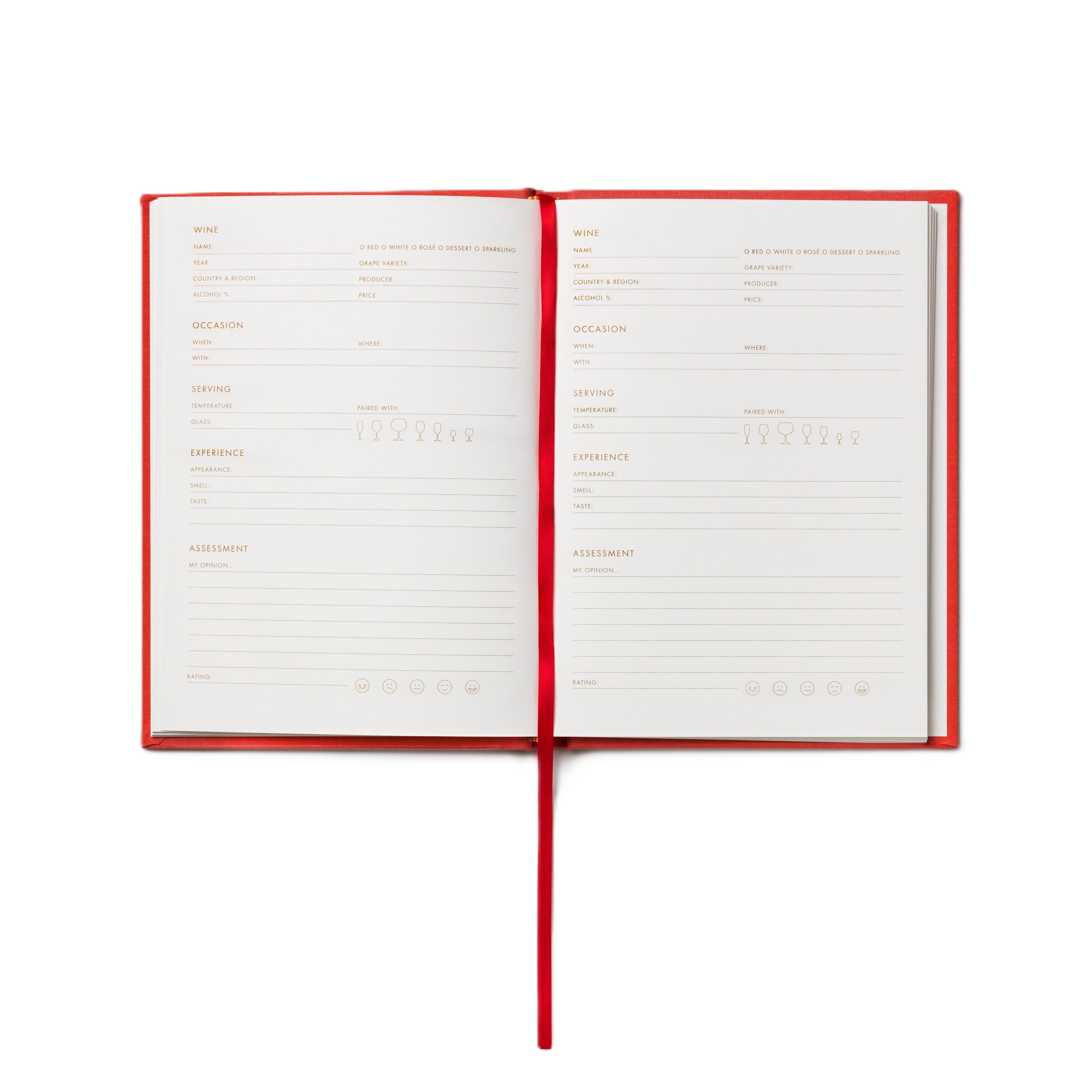 Wijnproefdagboek WINE TASTING beige met rood