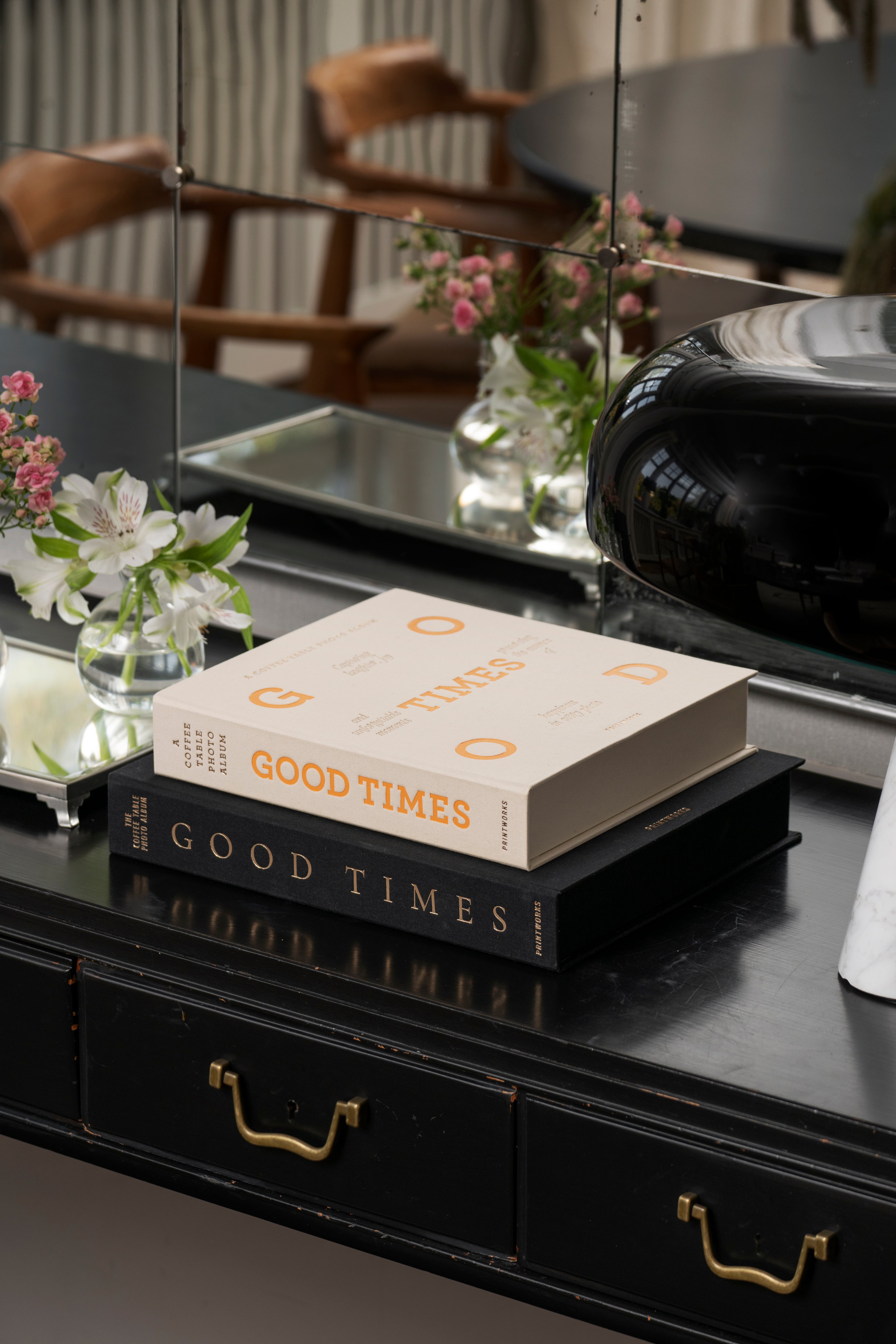 Fotoalbum GOOD TIMES beige mit orangefarbenen Akzenten