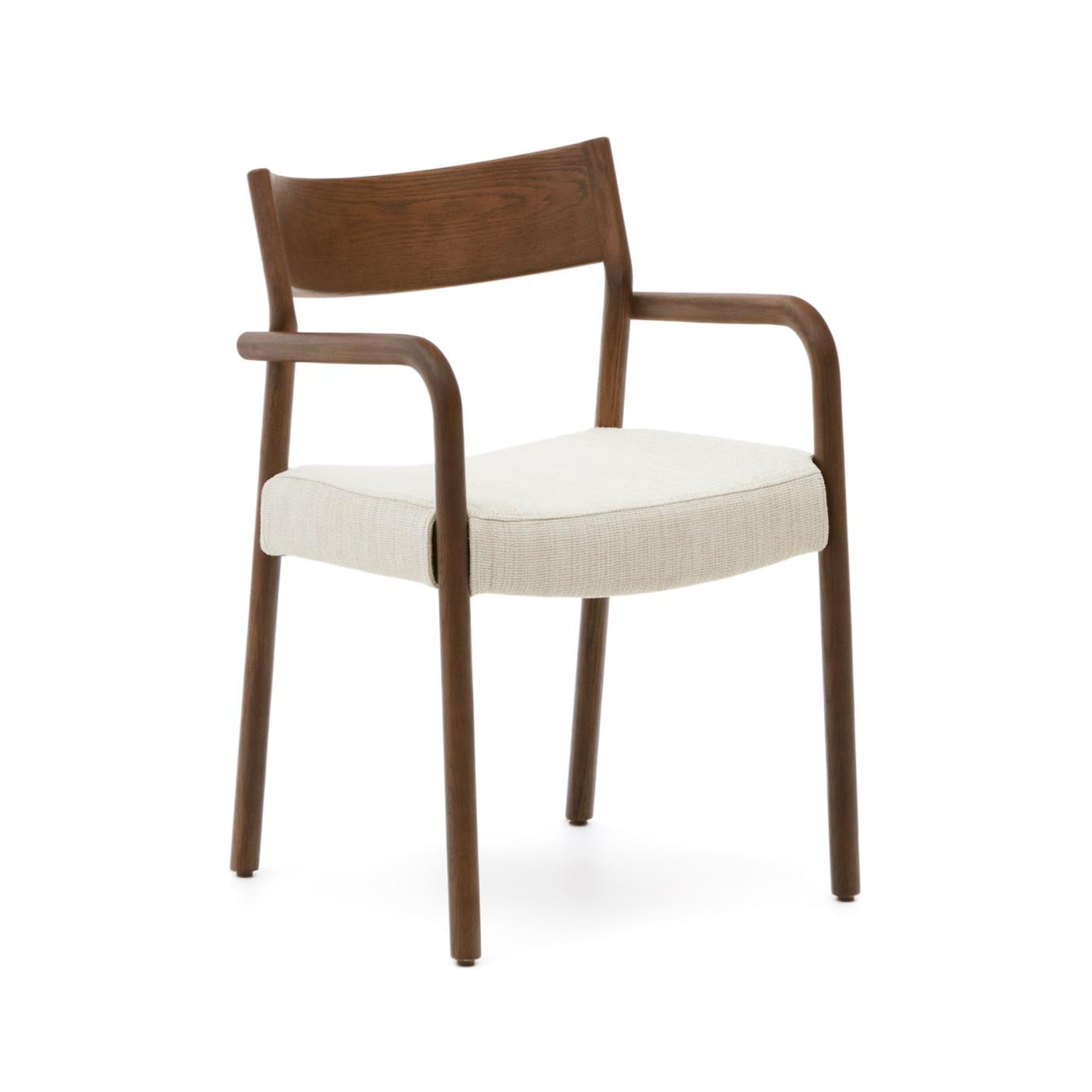 FALCONERA chair in beige chenille with a dark oak base