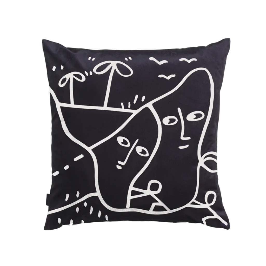 Reversible cushion PEACEFUL PLACE black and white
