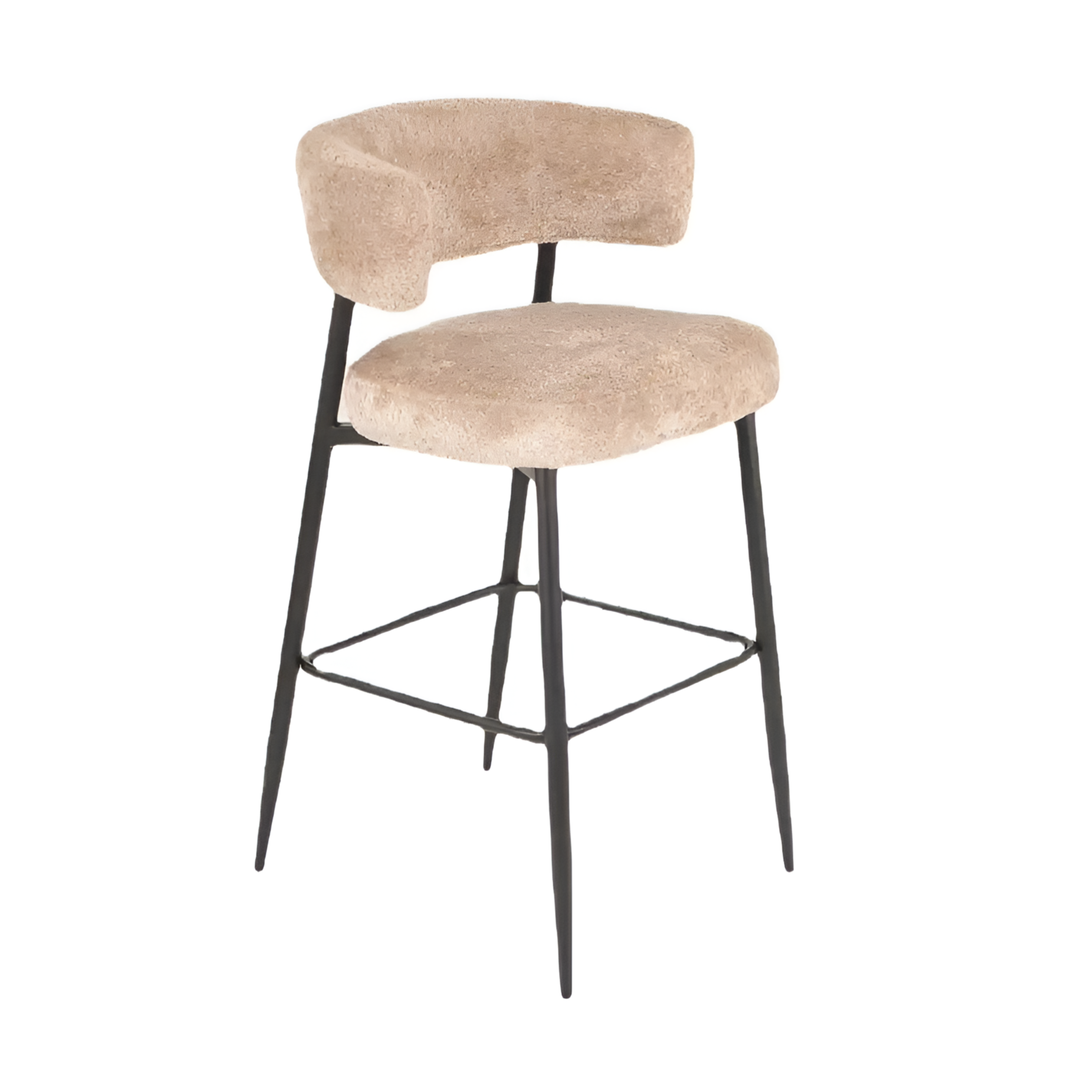 Hocker-Set ROCHELLE braun mit schwarzem Fuß