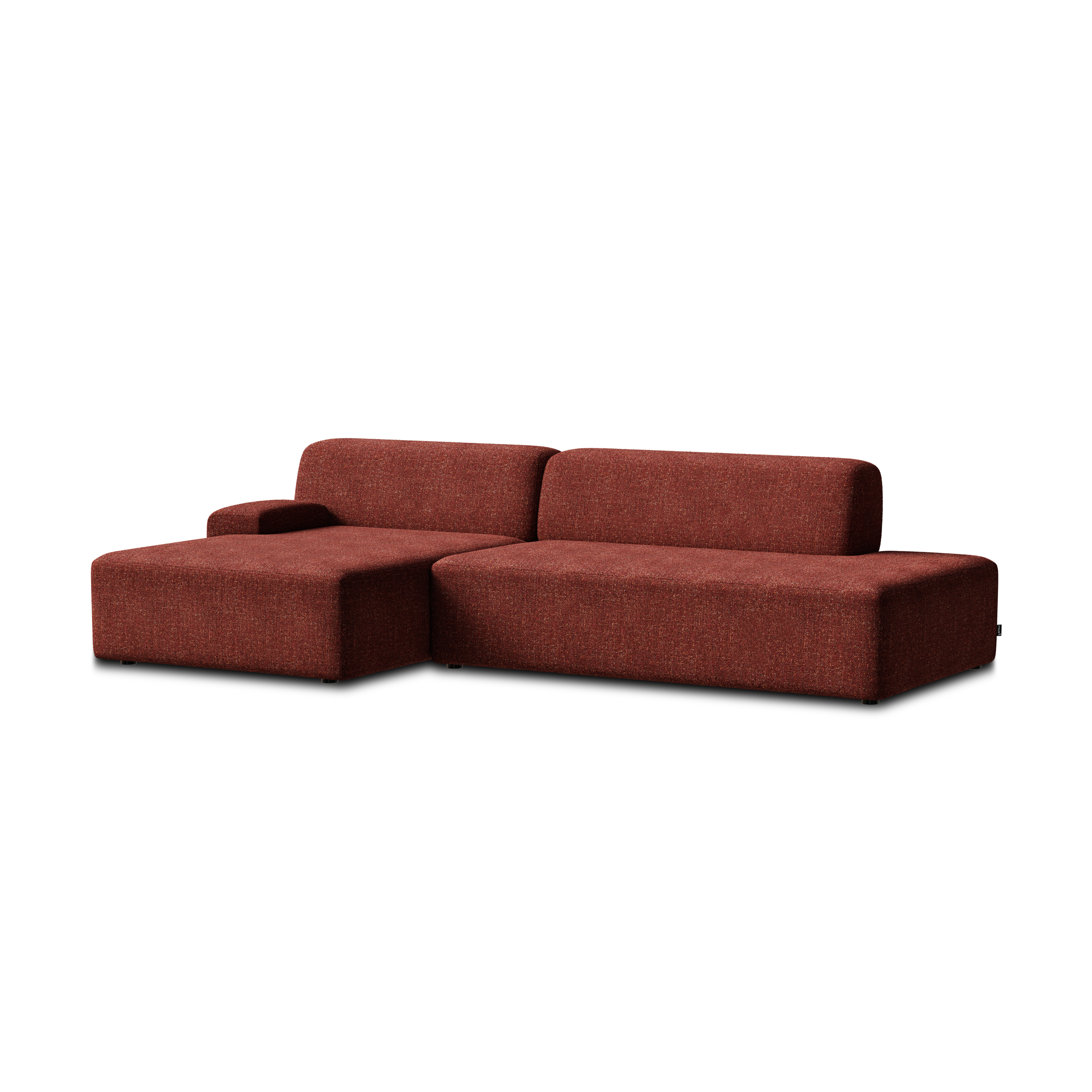 Modulaire open hoekbank links UMI kastanjebruin rood