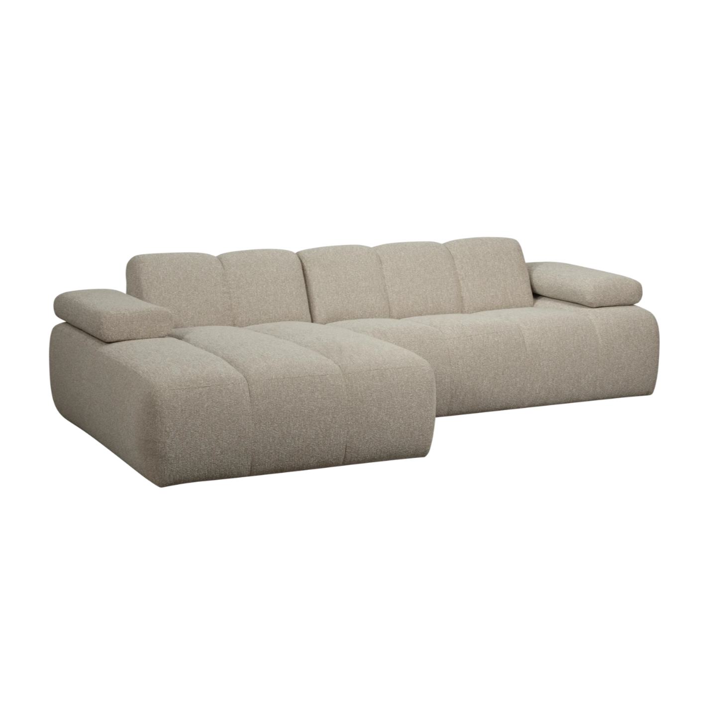 Modularer Links-Ecksofa MOJO in beigem Mélange Bouclé