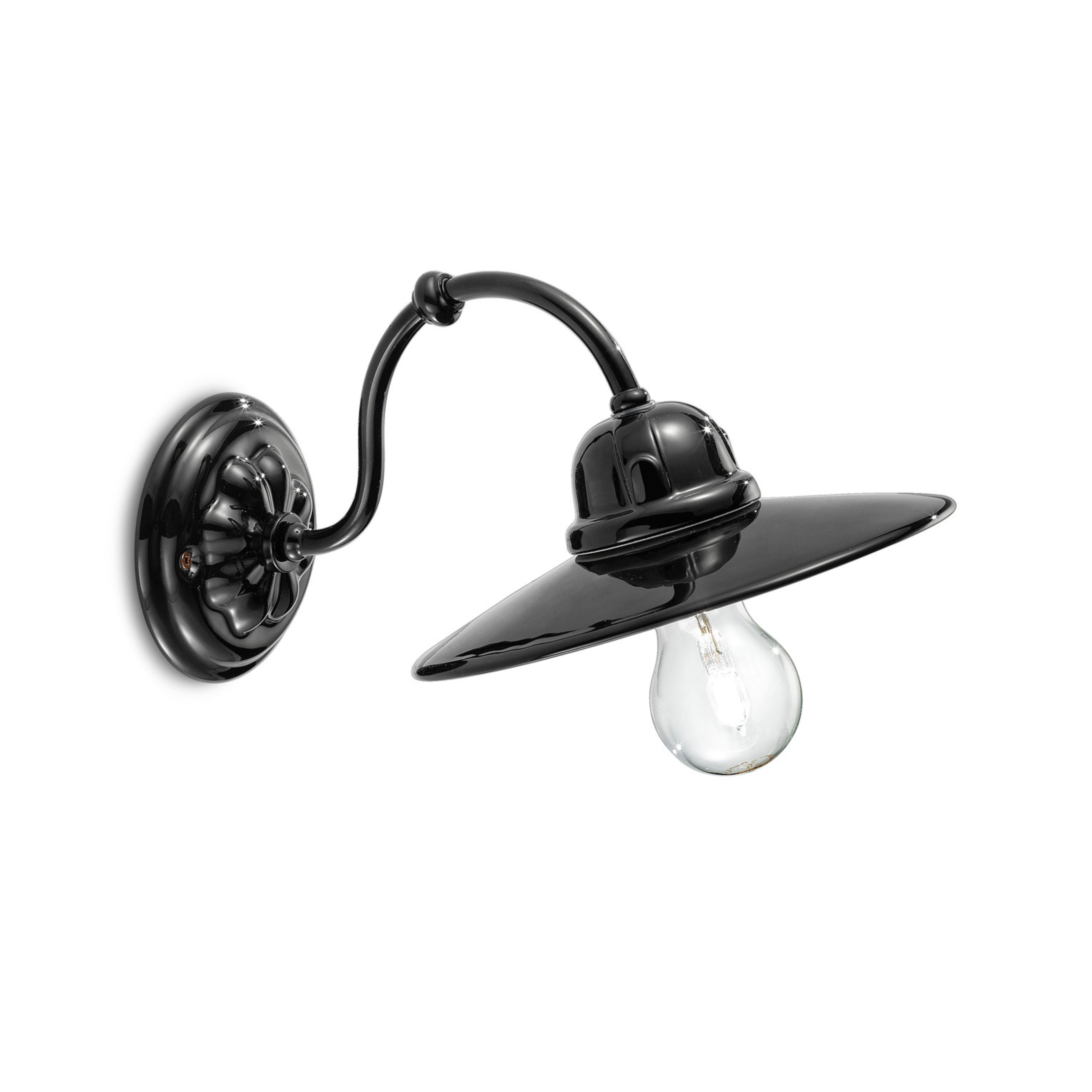 Zwarte keramische wandlamp B&W