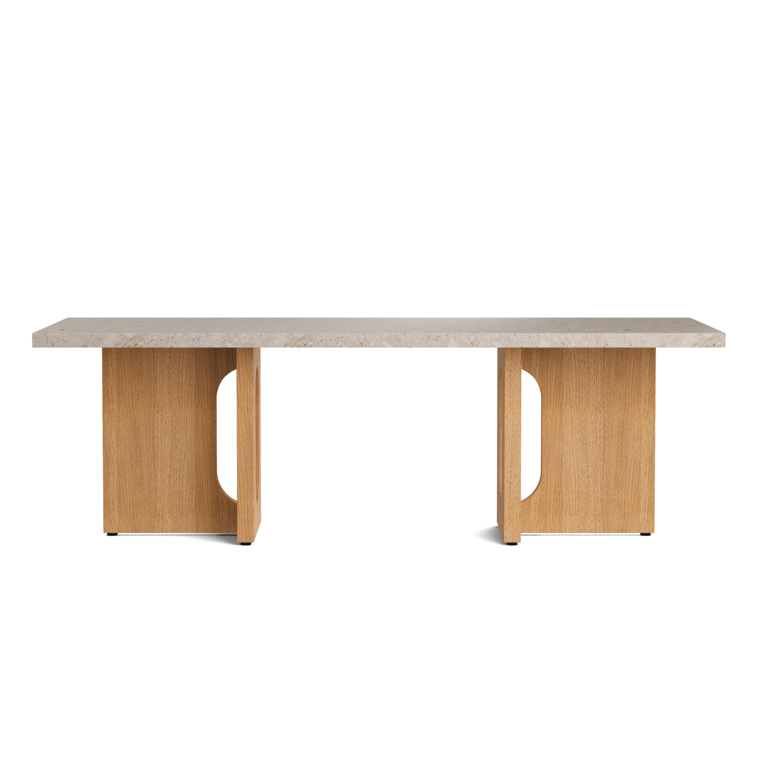 Salontafel ANDROGYNE beige marmer met eiken basis