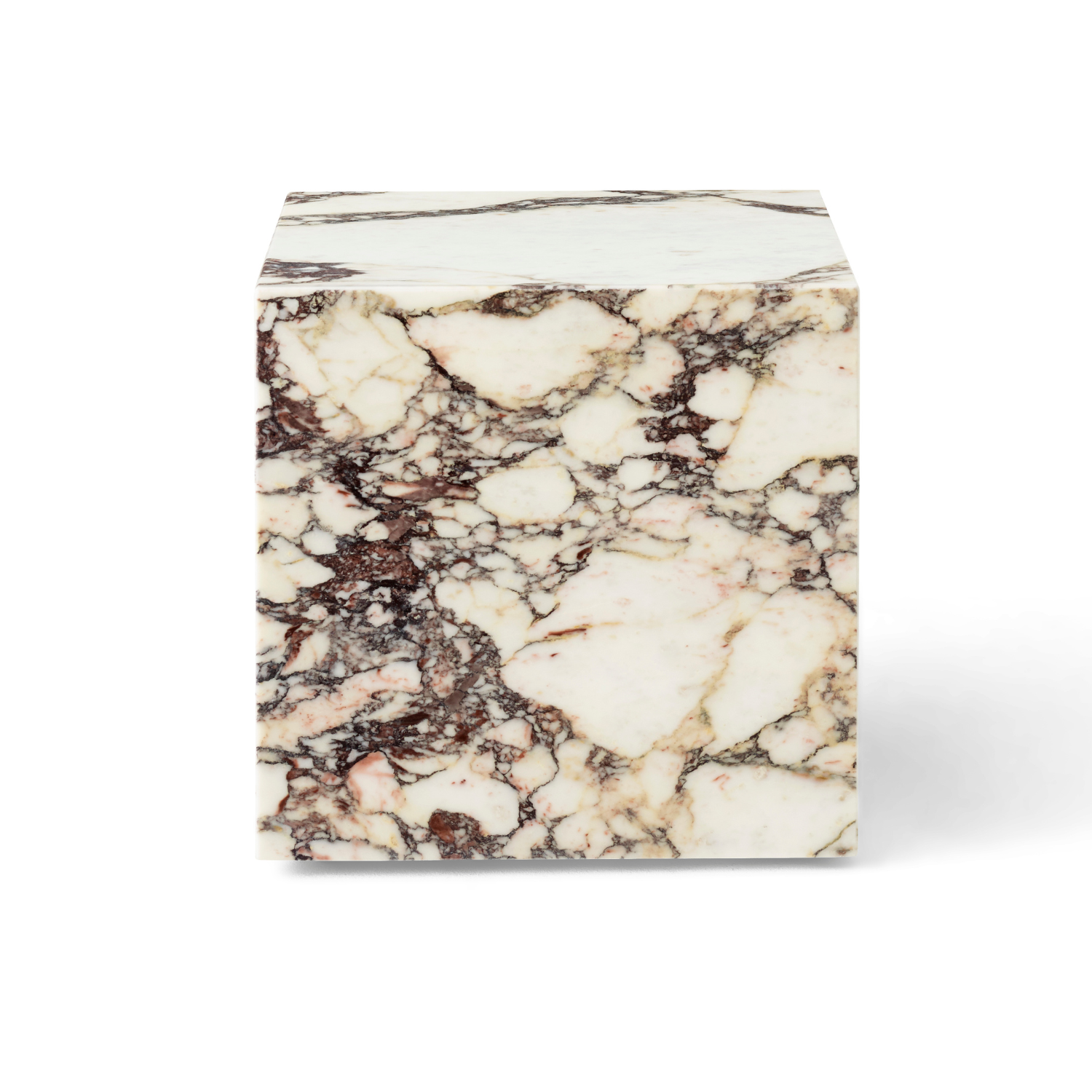 Beistelltisch PLINTH CUBIC weiß-brauner Marmor