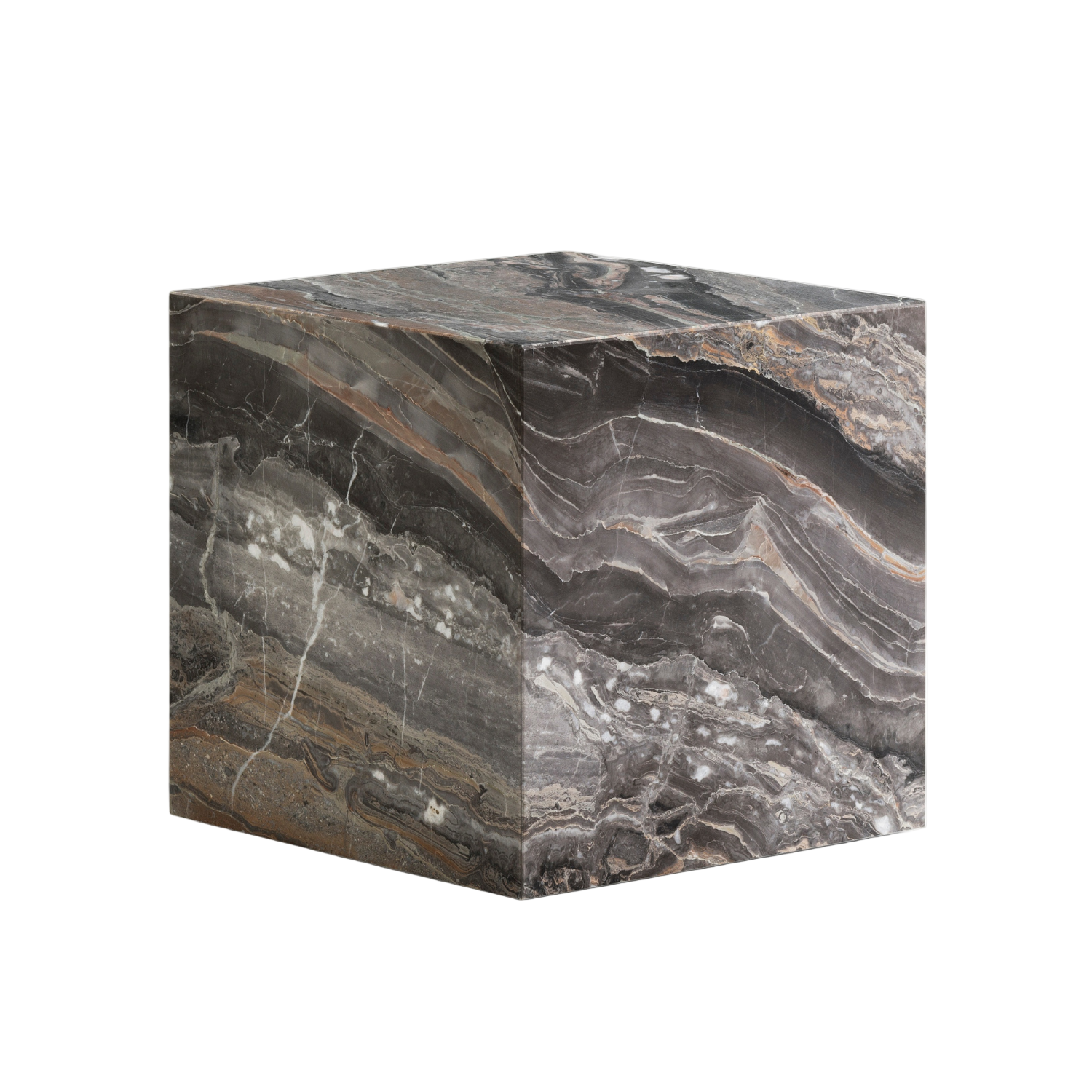 PLINTH CUBIC Side Table Gray Marble