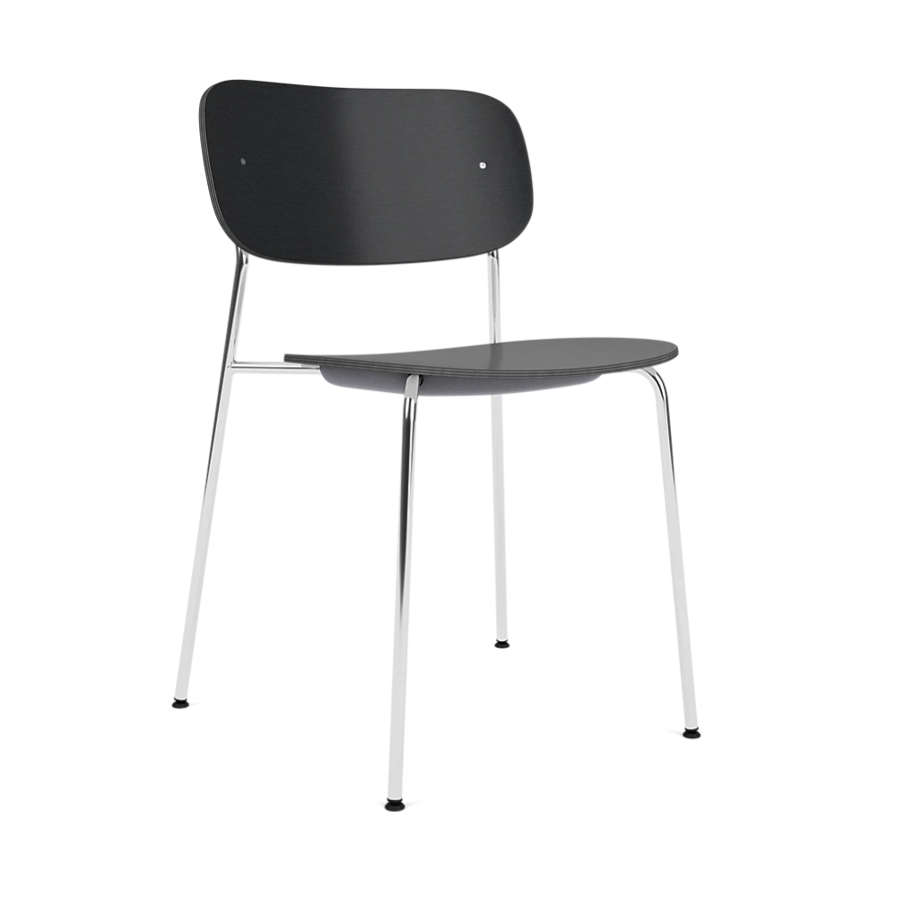 Stuhl CO schwarz Eichenfurnier mit verchromtem Gestell