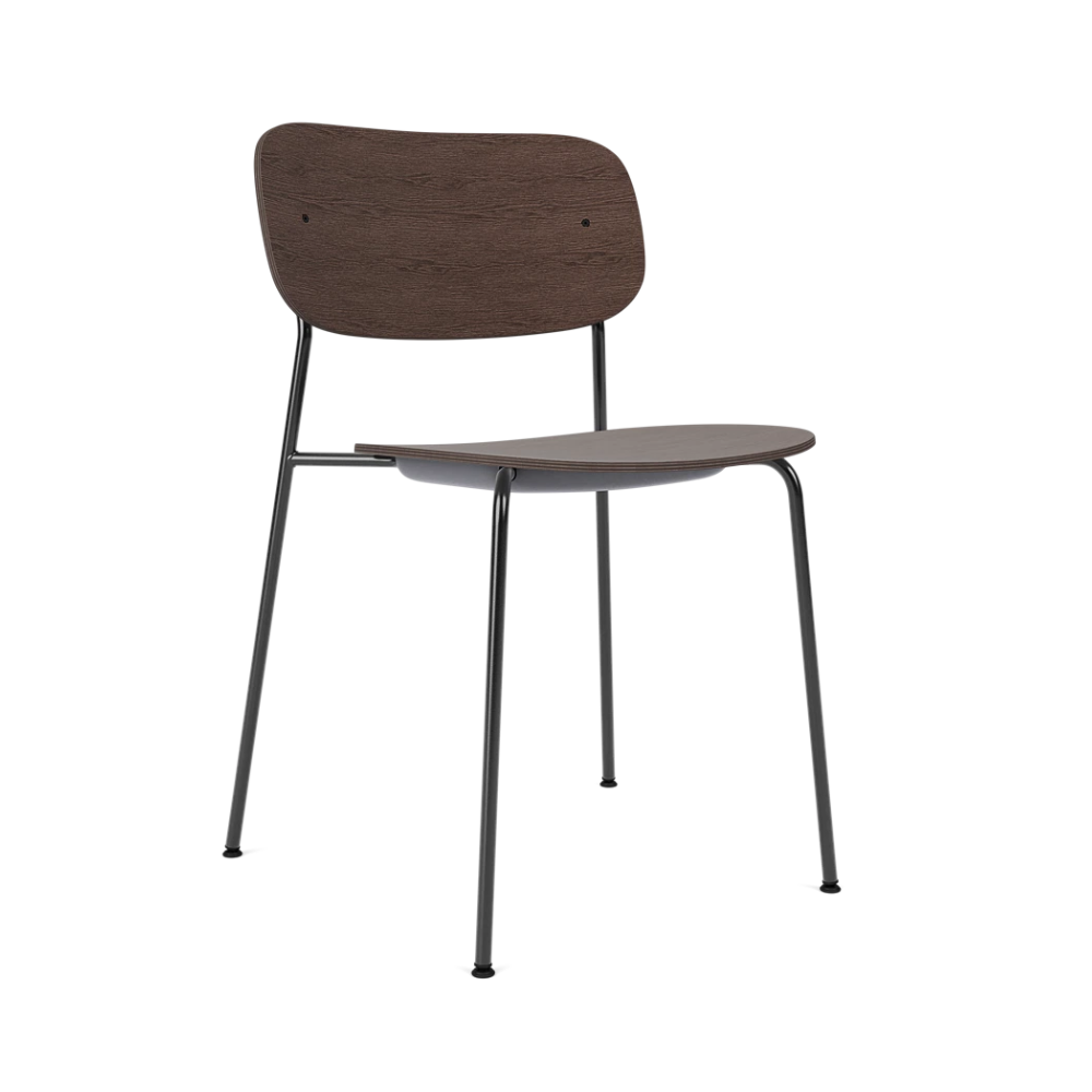 Stuhl CO dunkles Eichenfurnier mit schwarzem Gestell