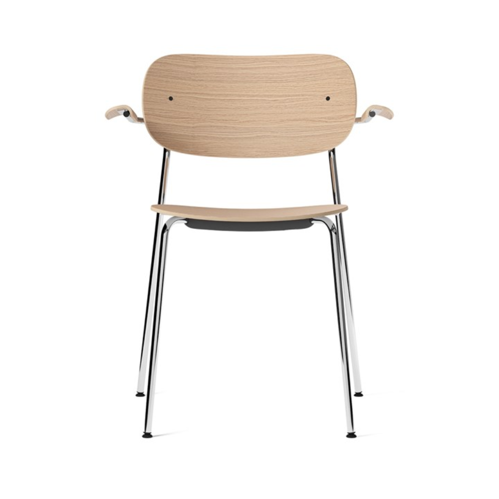 Armchair CO oak veneer with chrome base