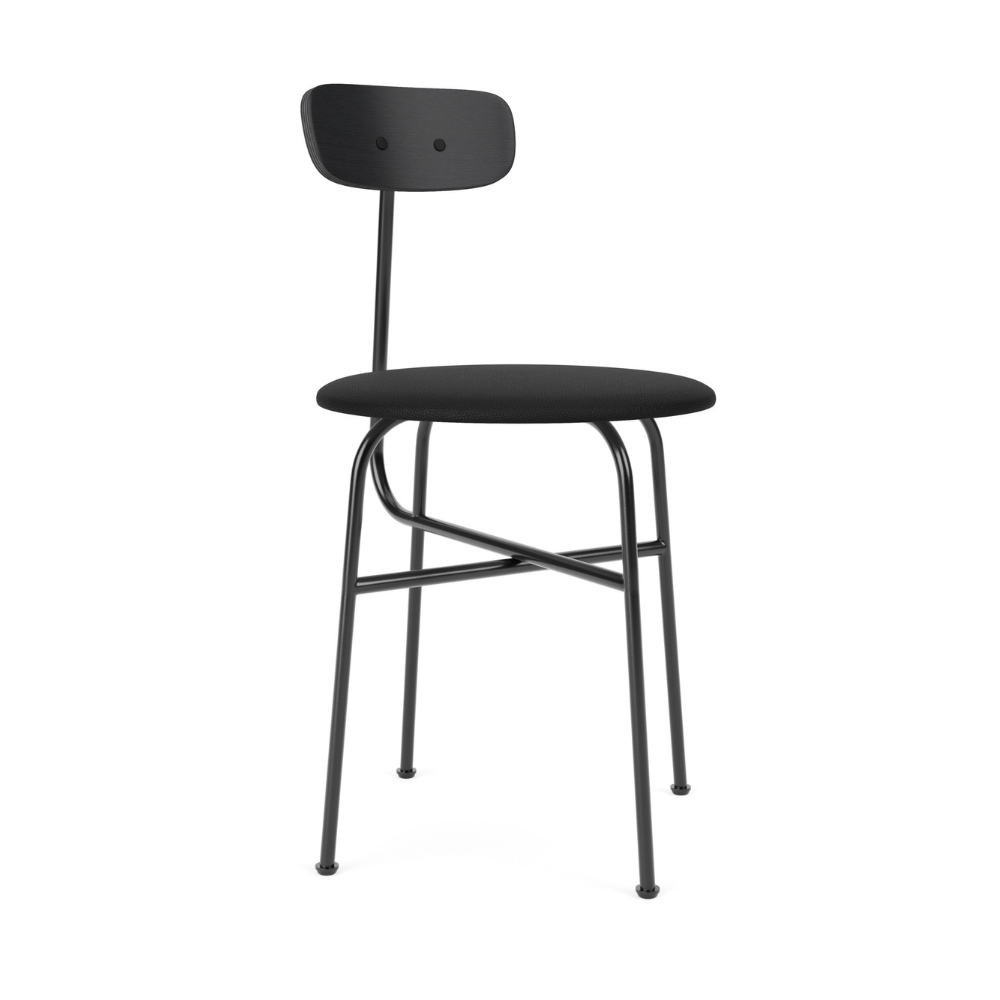 Stuhl AFTEROOM schwarz Eschenfurnier mit gepolstertem schwarzen Sitz