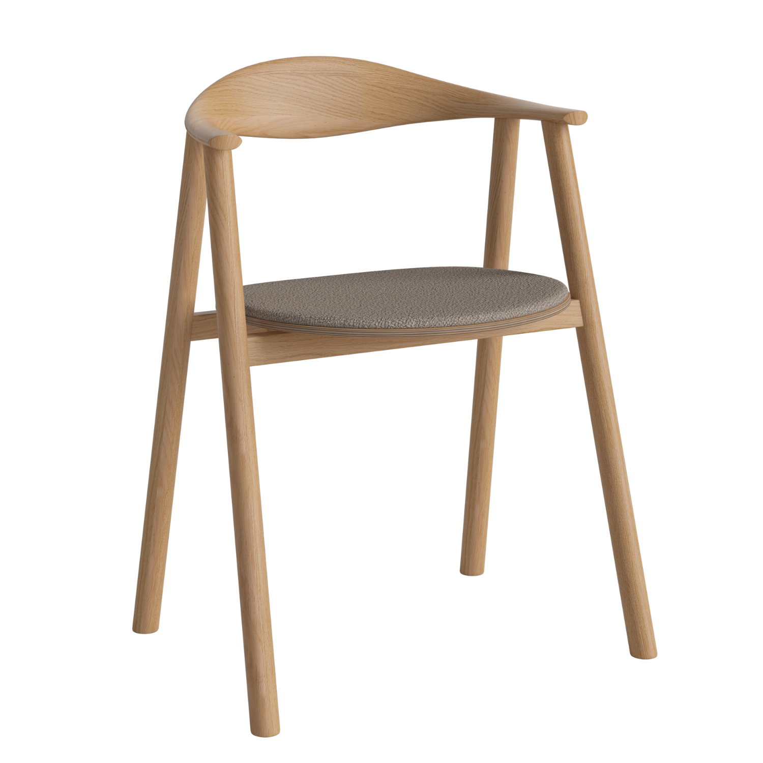 Gestoffeerde SWING stoel met eikenhouten basis