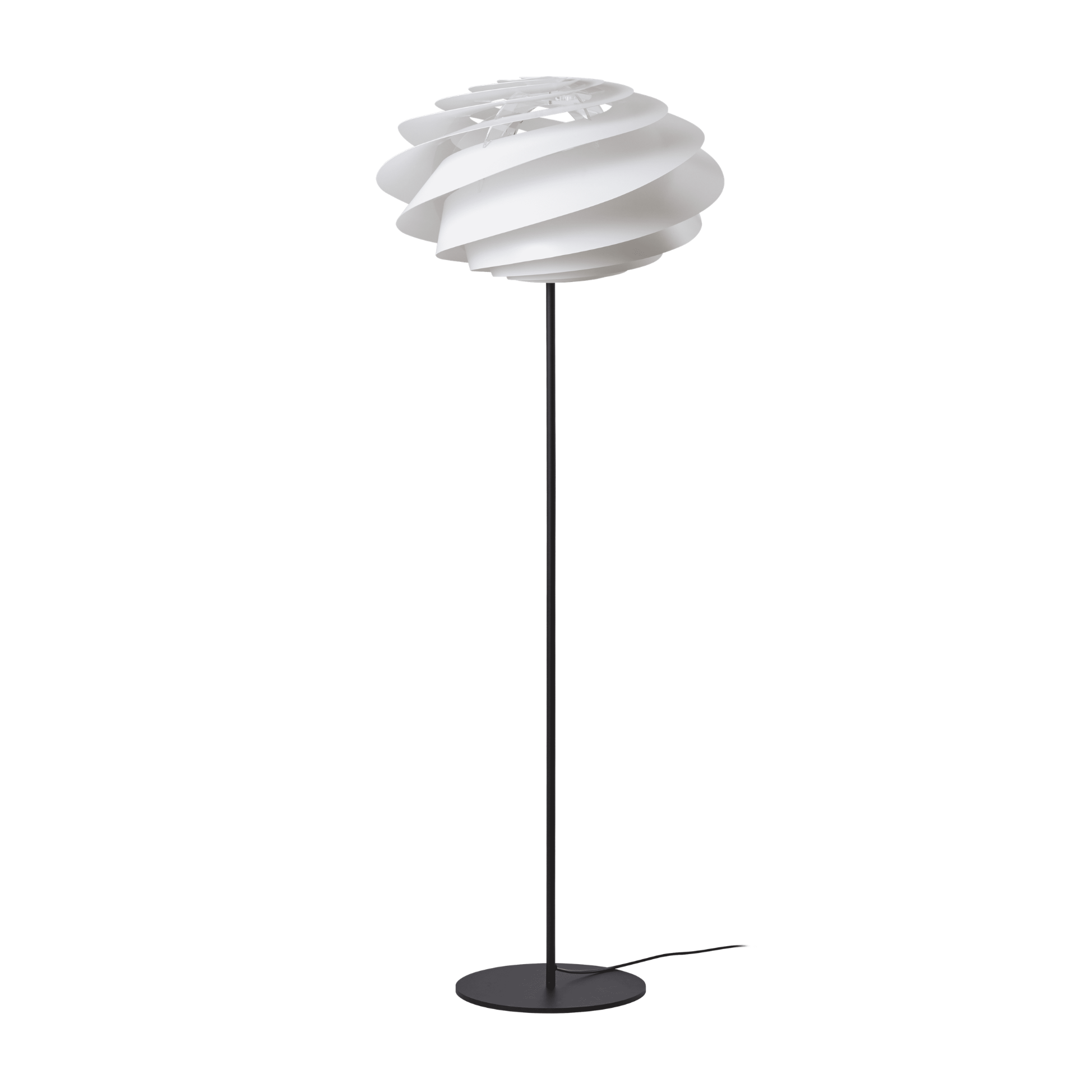 Stehlampe MODELL 331 SWIRL weiß mit schwarzem Fuß