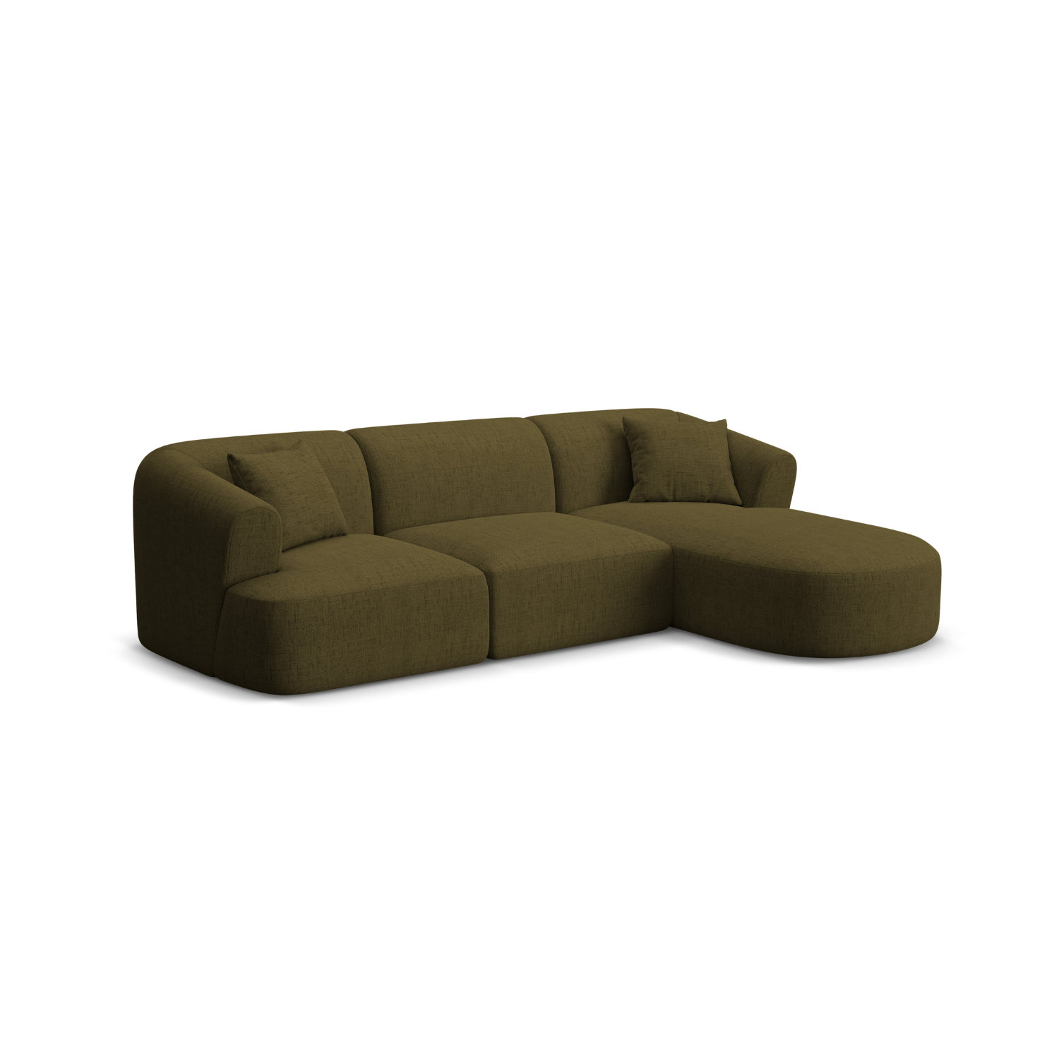 Right-facing 4-seater sofa CAMPI green chenille