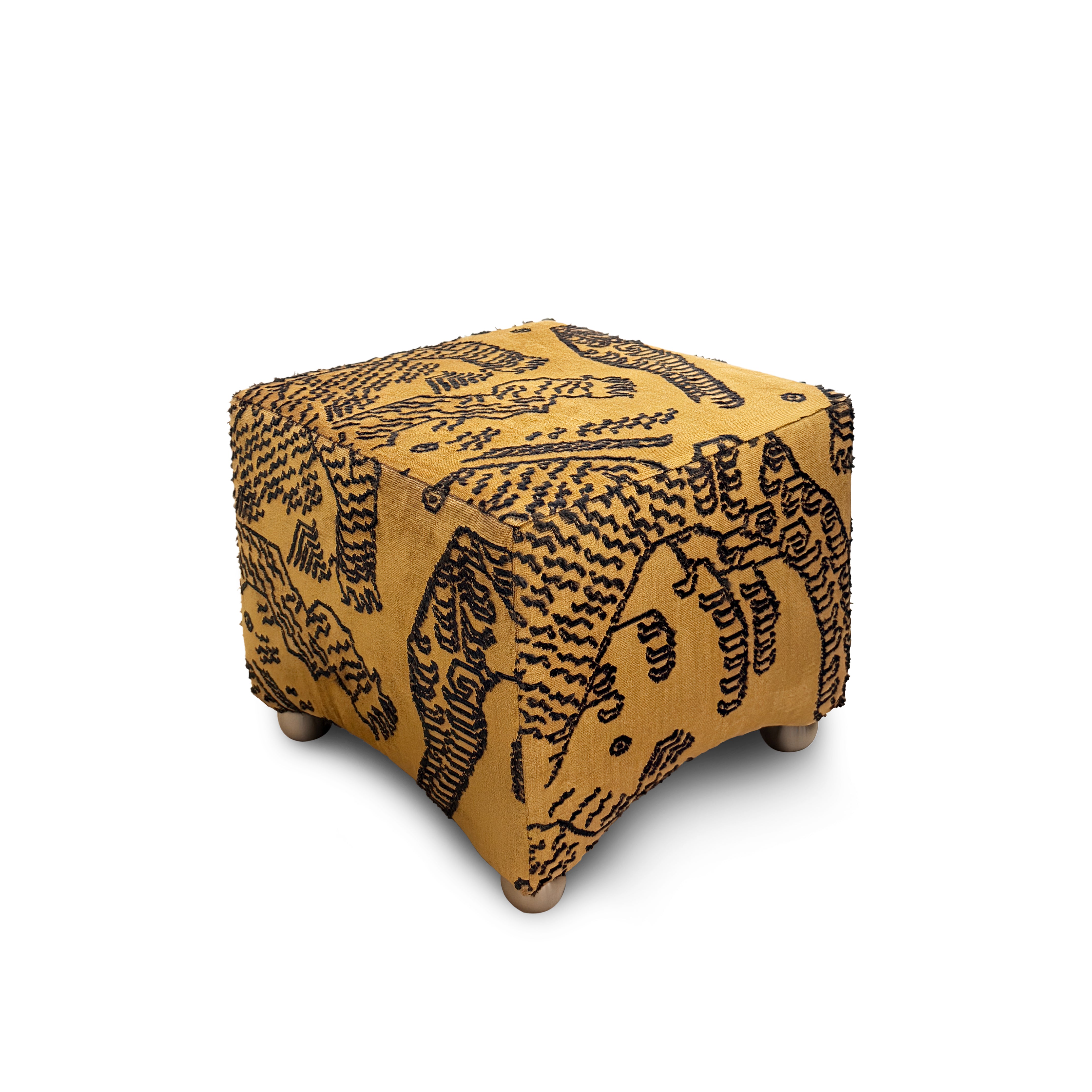 ARC SMALL pouf yellow with gold base