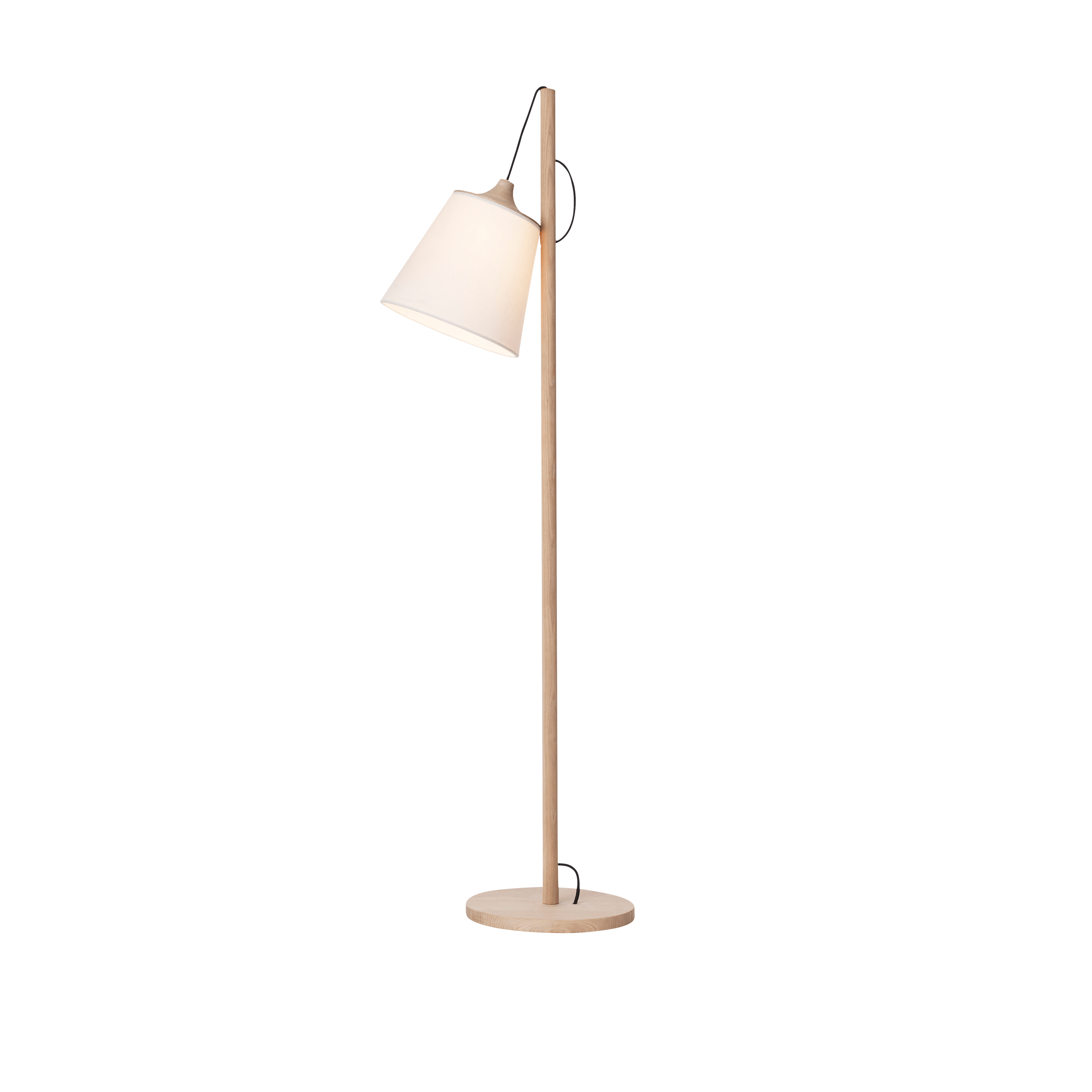 Vloerlamp PULL wit met eiken basis
