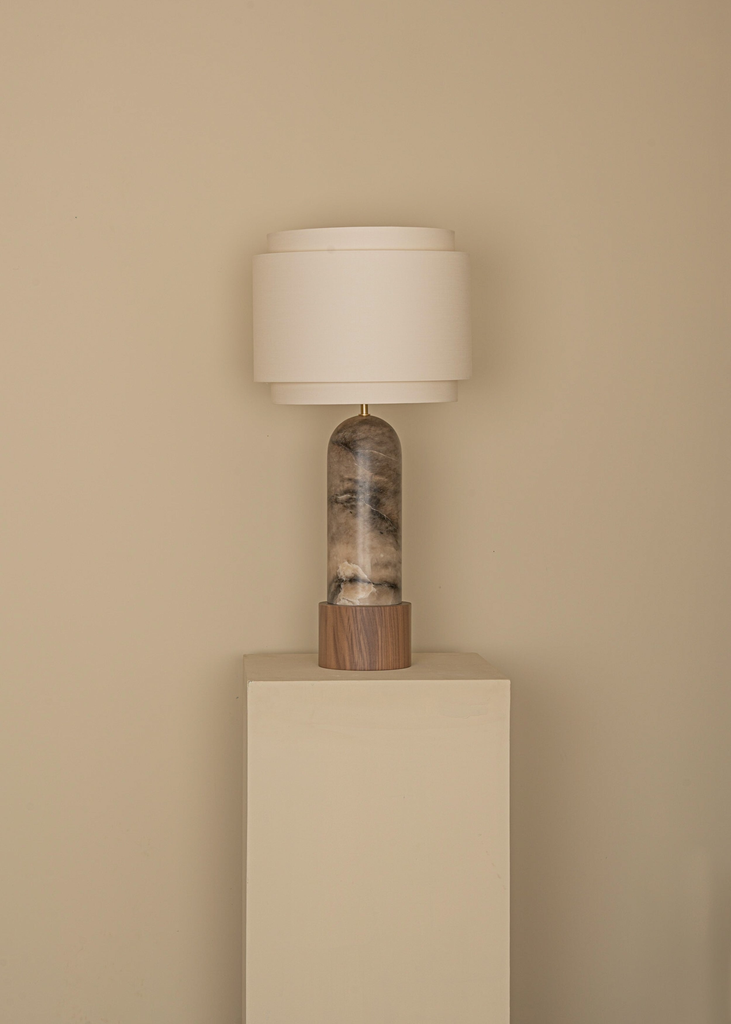 PURA KELO DOUBLE Table Lamp Dark Beige Alabaster