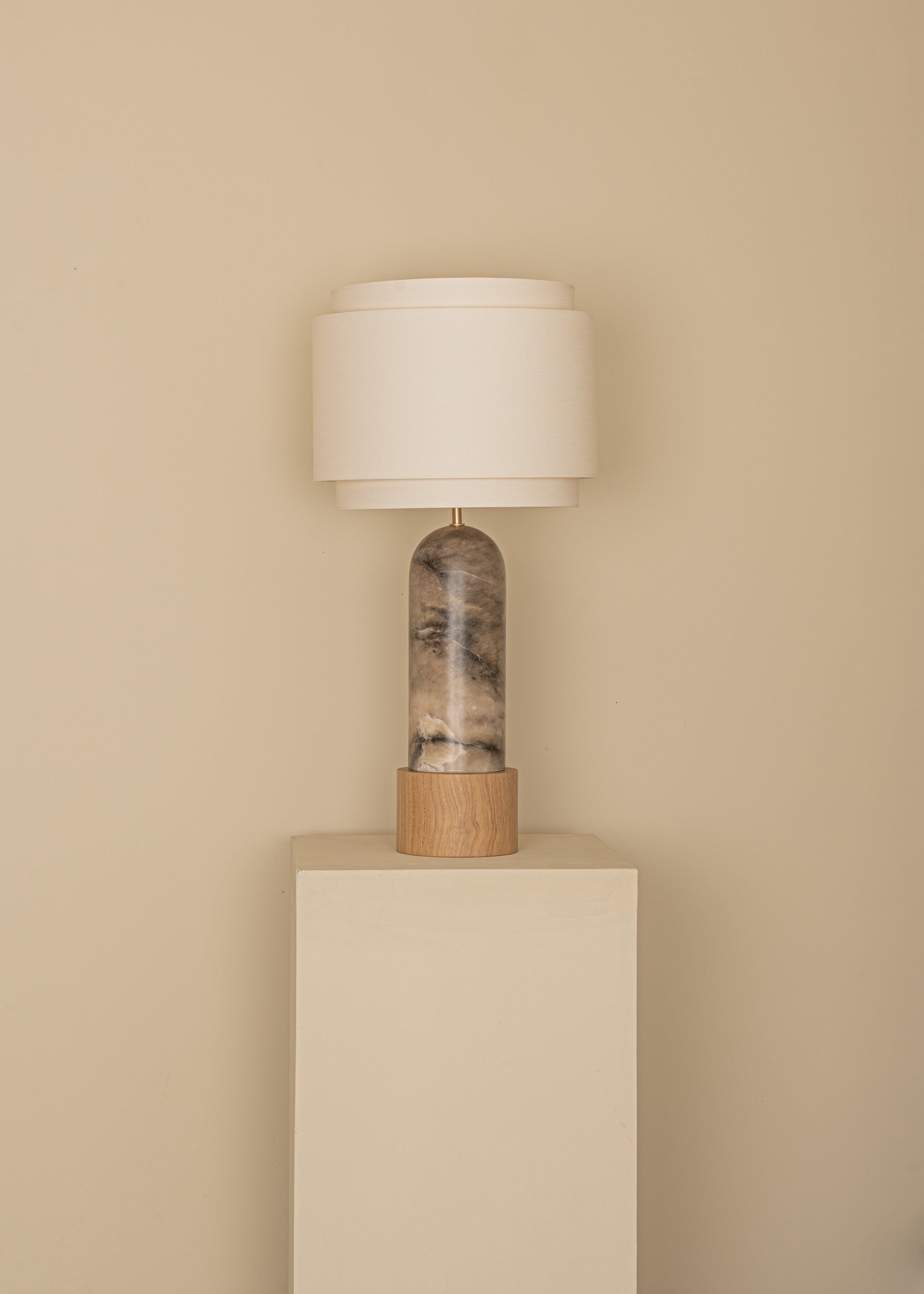 PURA KELO DOUBLE Table Lamp Dark Beige Alabaster