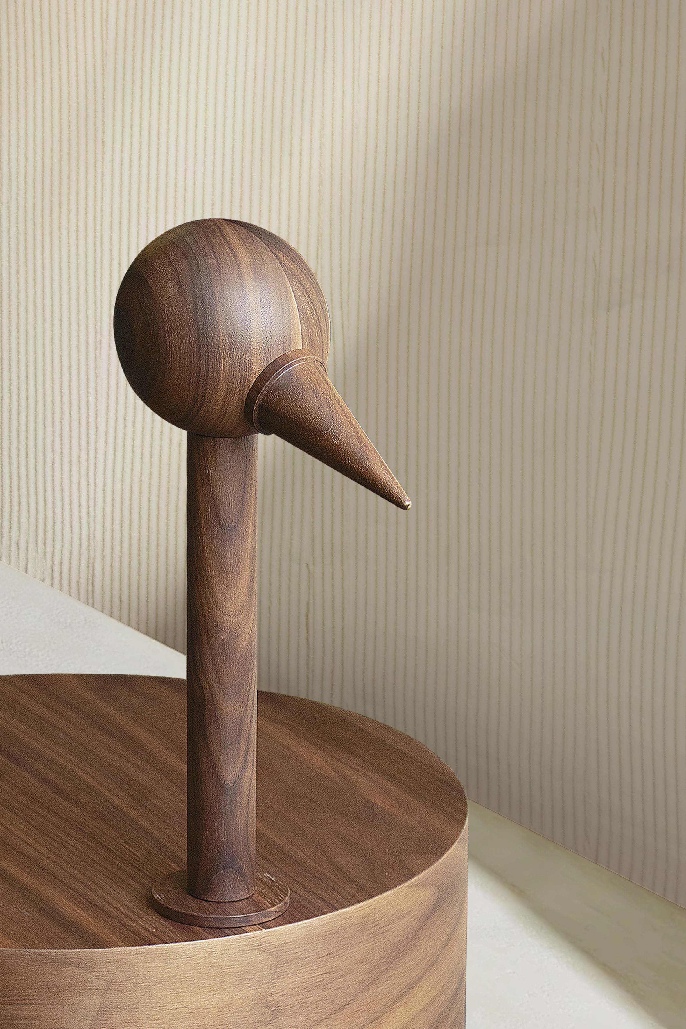 RARA AVIS Walnut Veneer Side Table with Marble Base