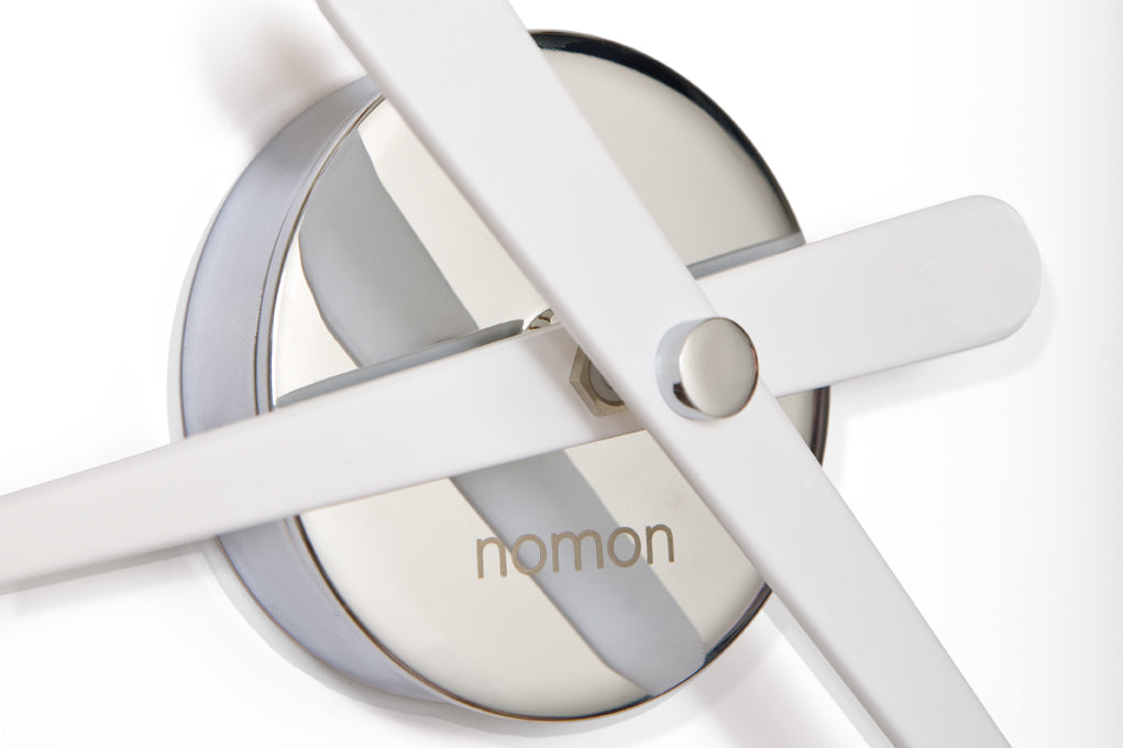 MINI RODON wandklok chroom met witte afwerking