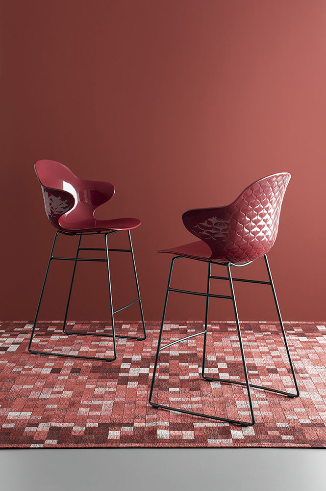 Barhocker SAINT TROPEZ mit weißem Sitz und metallischem Gestell