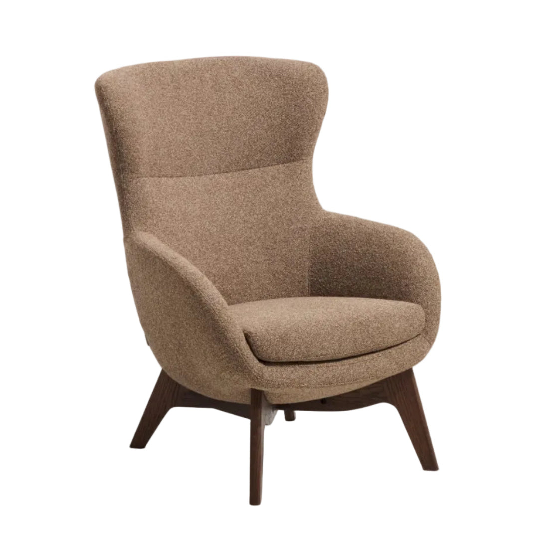 Fauteuil ADIRAN lichtbruin chenille met een donkere eiken basis