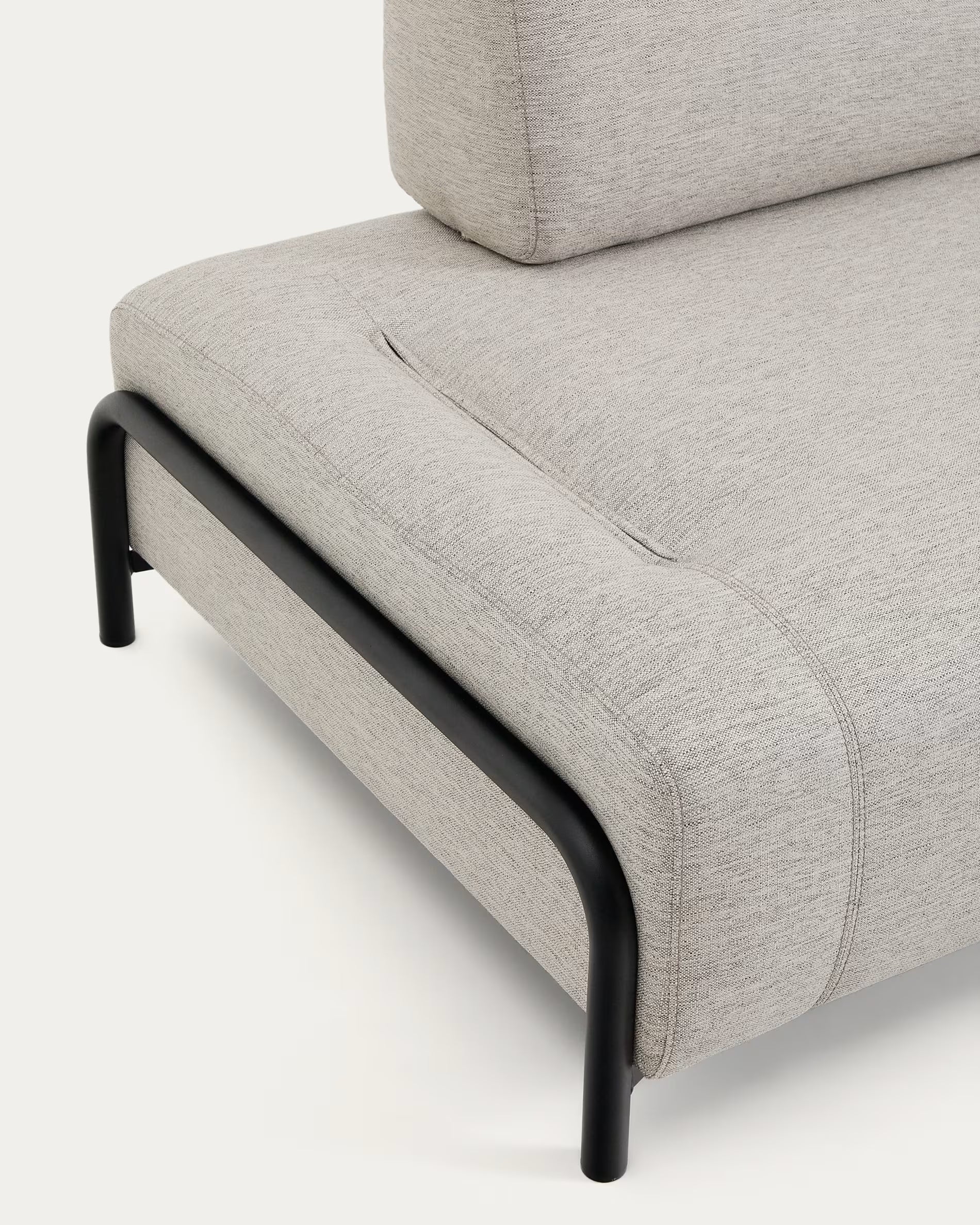 Modularsofa für 2 Personen COMPO grau-beige mit schwarzem Gestell