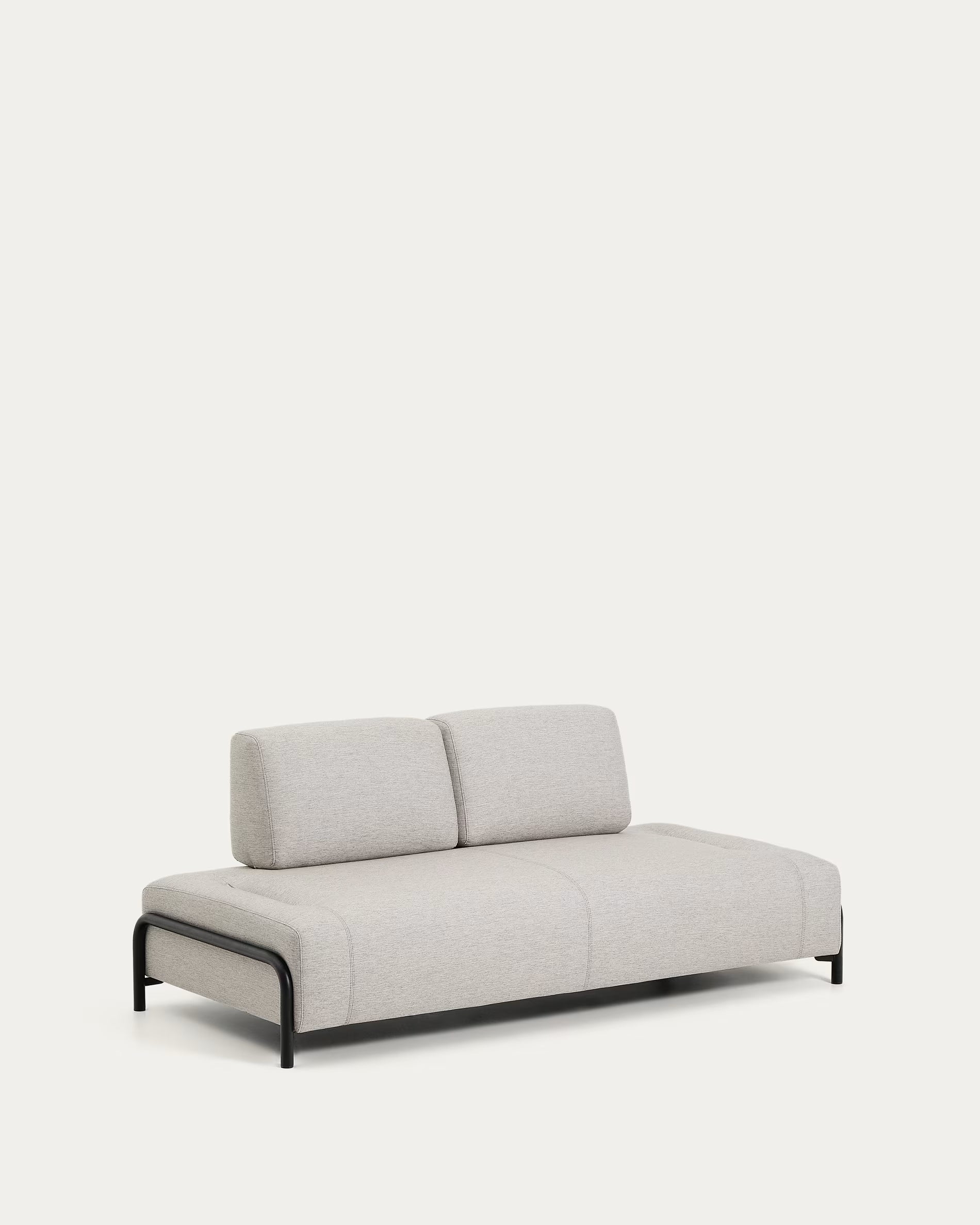 Modularsofa für 2 Personen COMPO grau-beige mit schwarzem Gestell