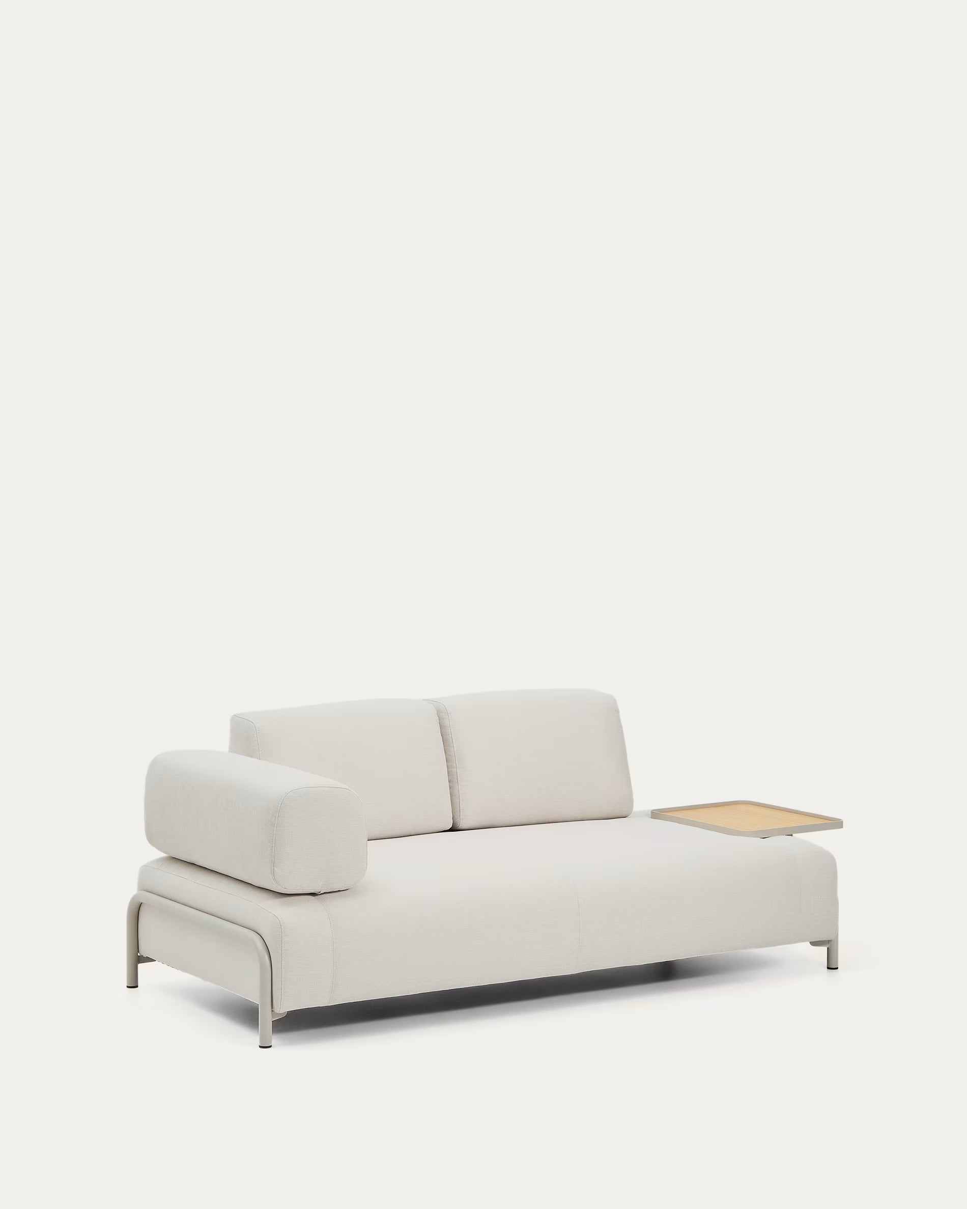 Sofa 2-sitzig links mit Regal COMPO beige mit beigem Sockel