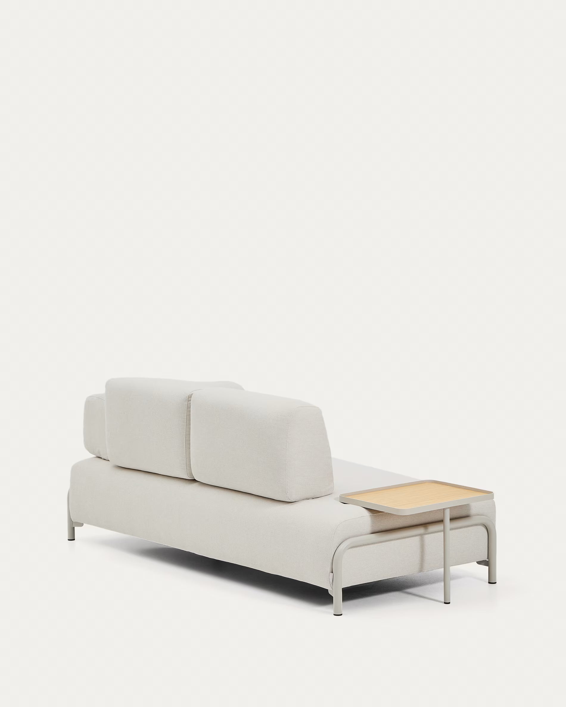 Sofa 2-sitzig links mit Regal COMPO beige mit beigem Sockel