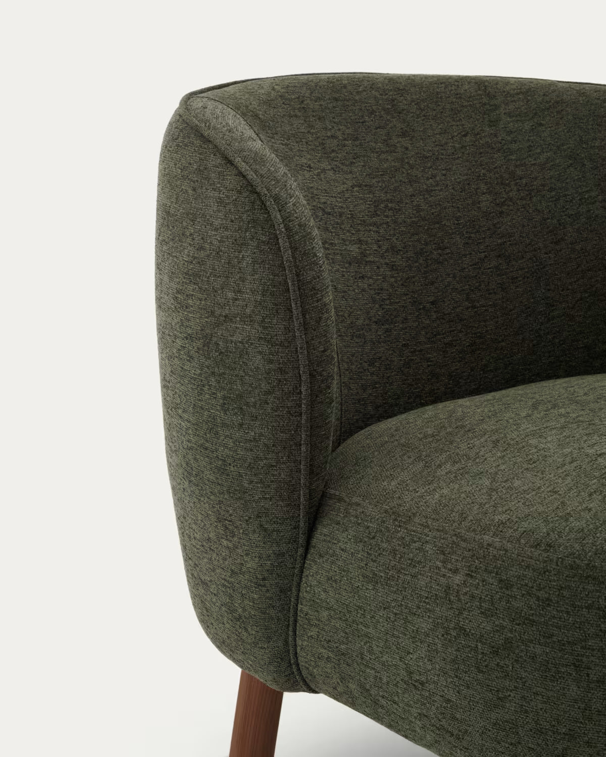 Fauteuil ULIT groen chenille met een donkere essen basis