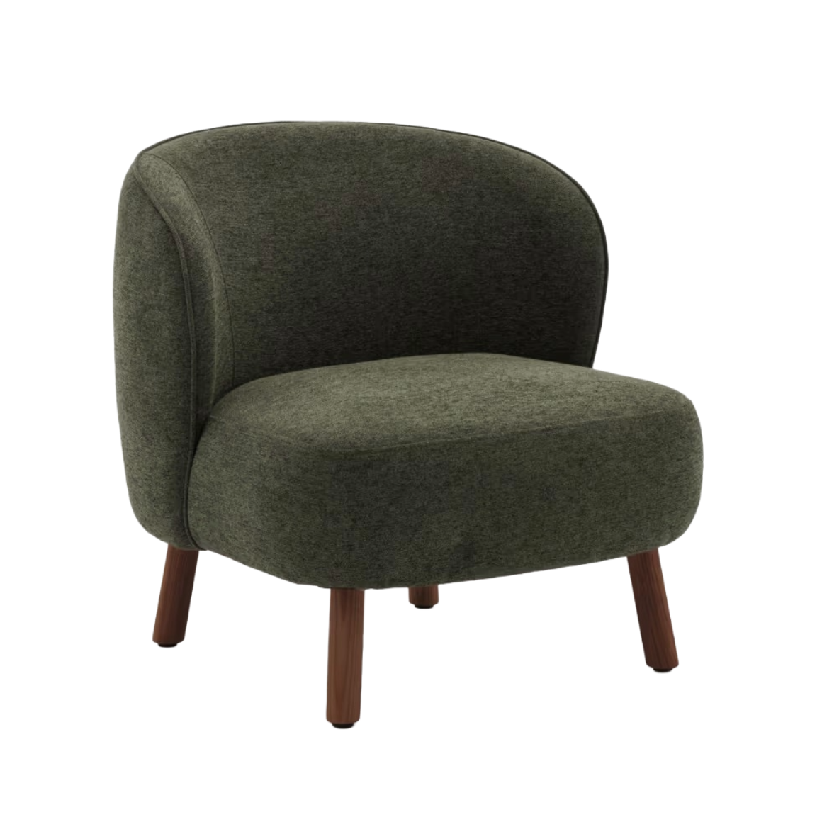 Fauteuil ULIT groen chenille met een donkere essen basis
