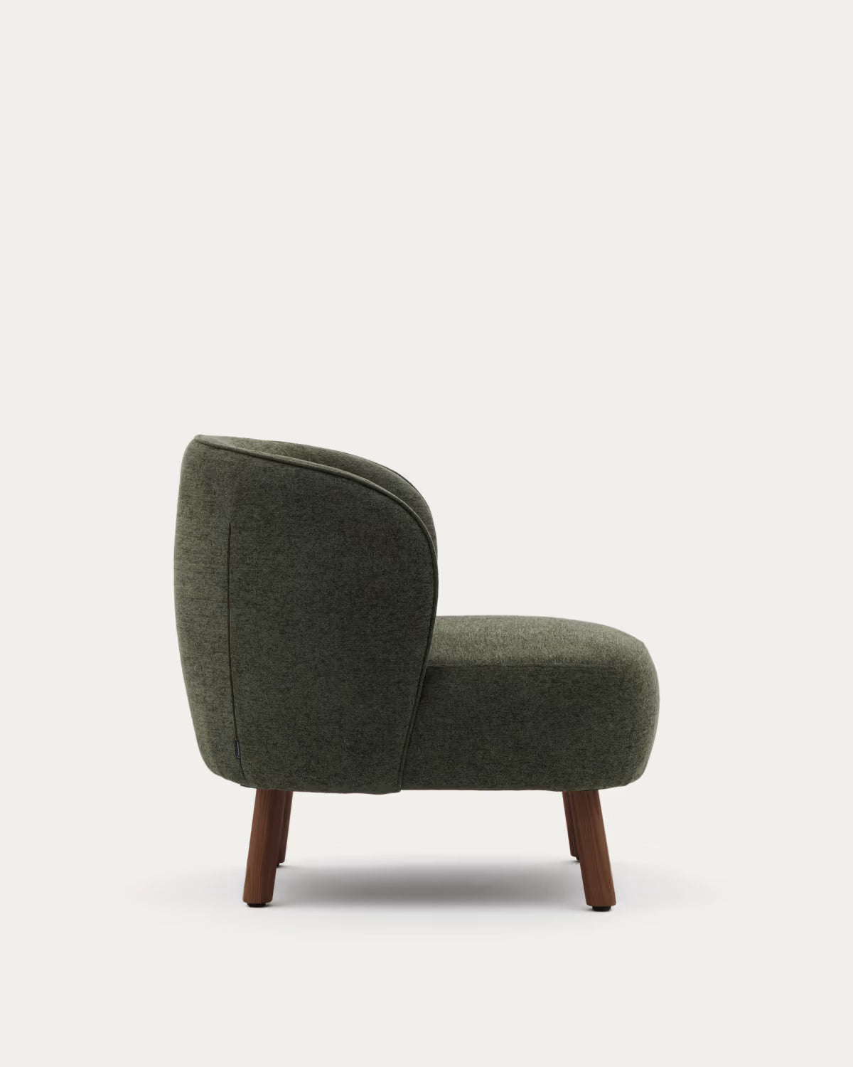 Fauteuil ULIT groen chenille met een donkere essen basis