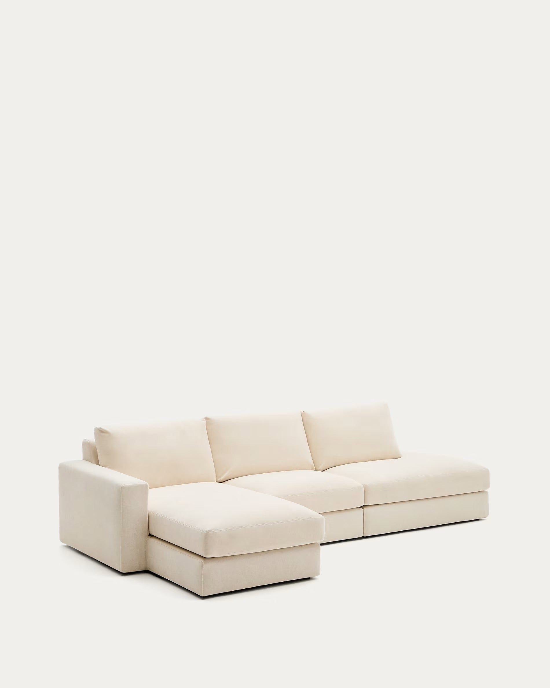 5-Sitzer-Ecksofa links ALEA ecru Chenille