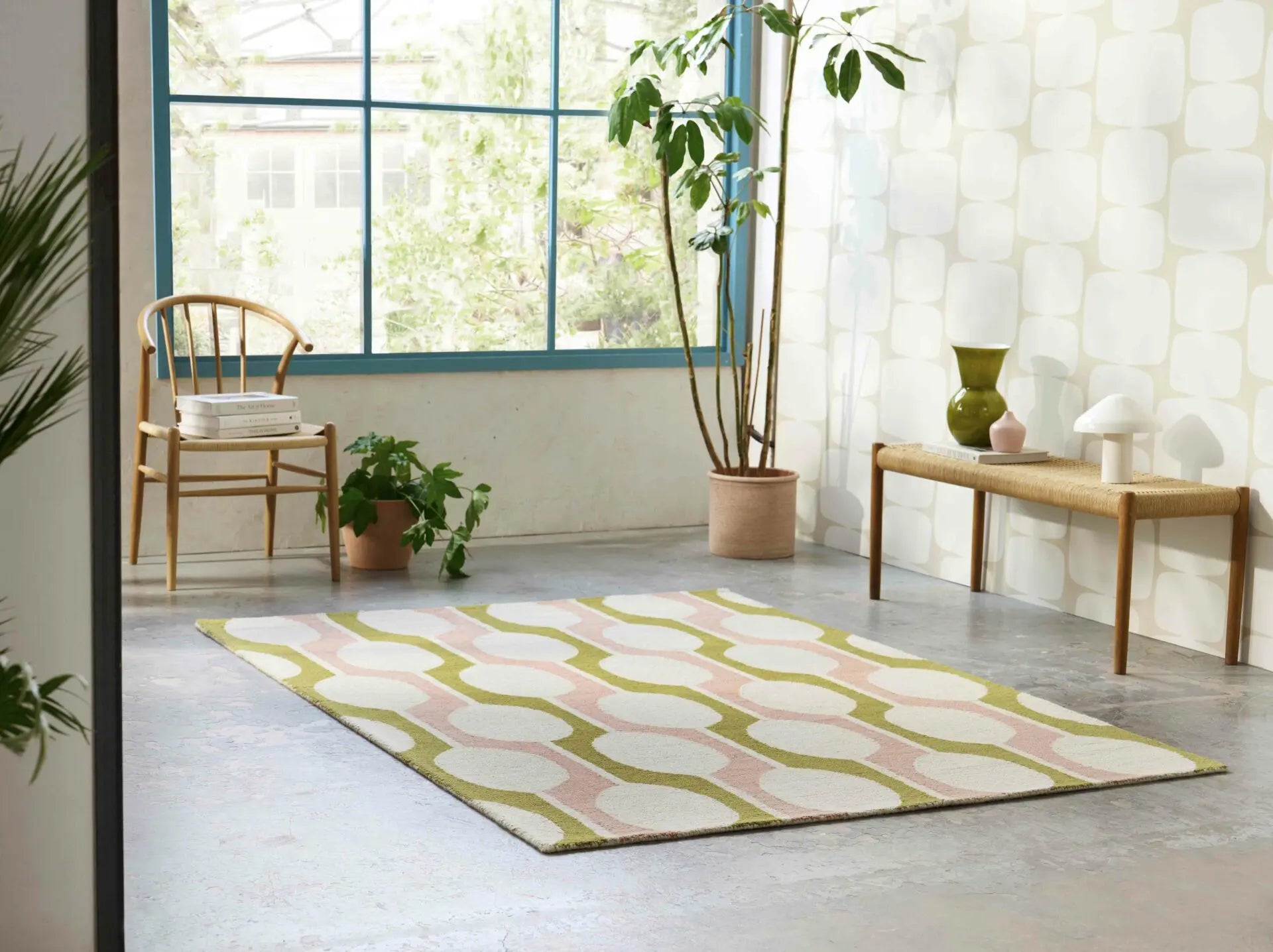 Teppich BILLOW LICHEN beige mit rosa und grün