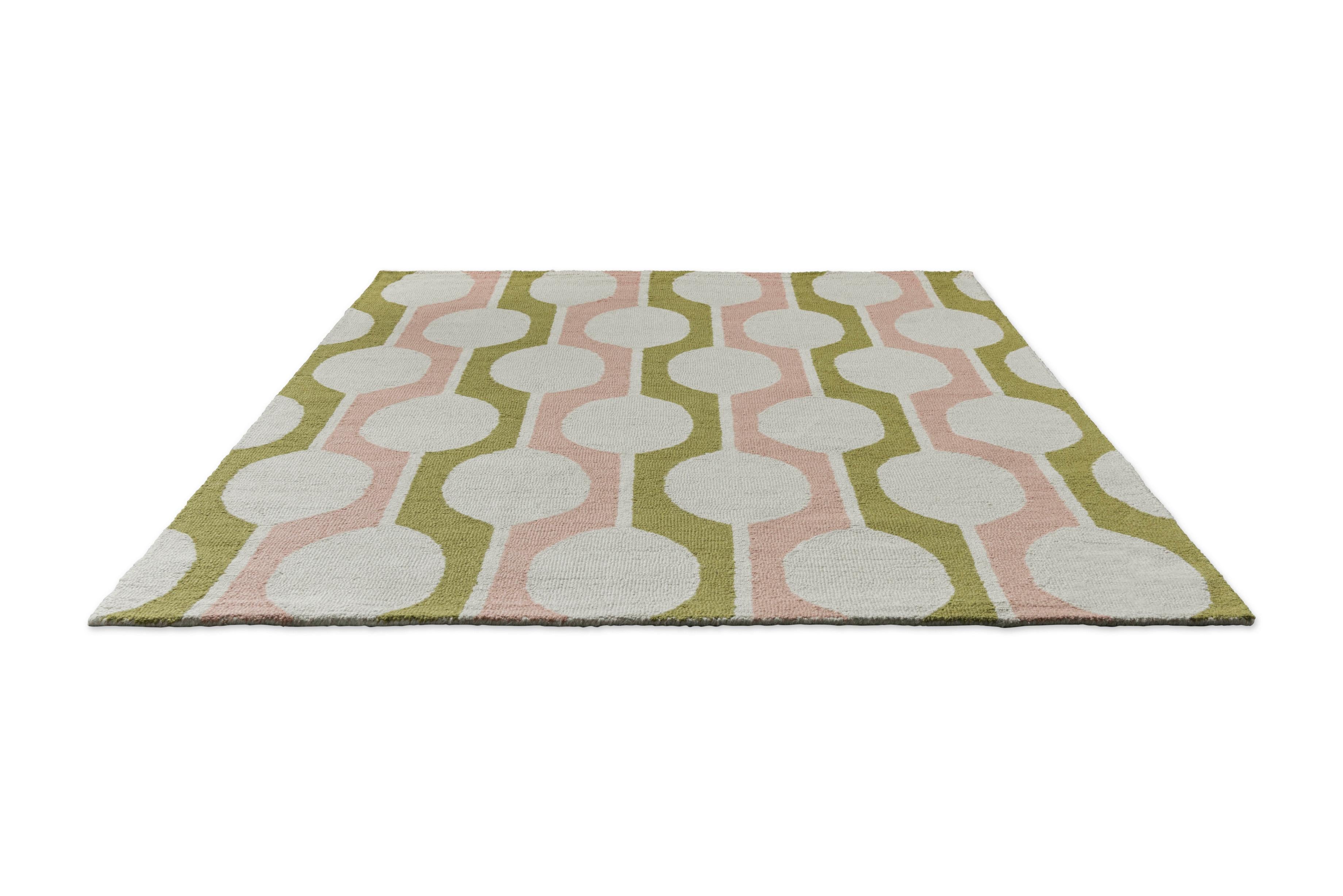 Vloerkleed BILLOW LICHEN beige met roze en olijfgroen