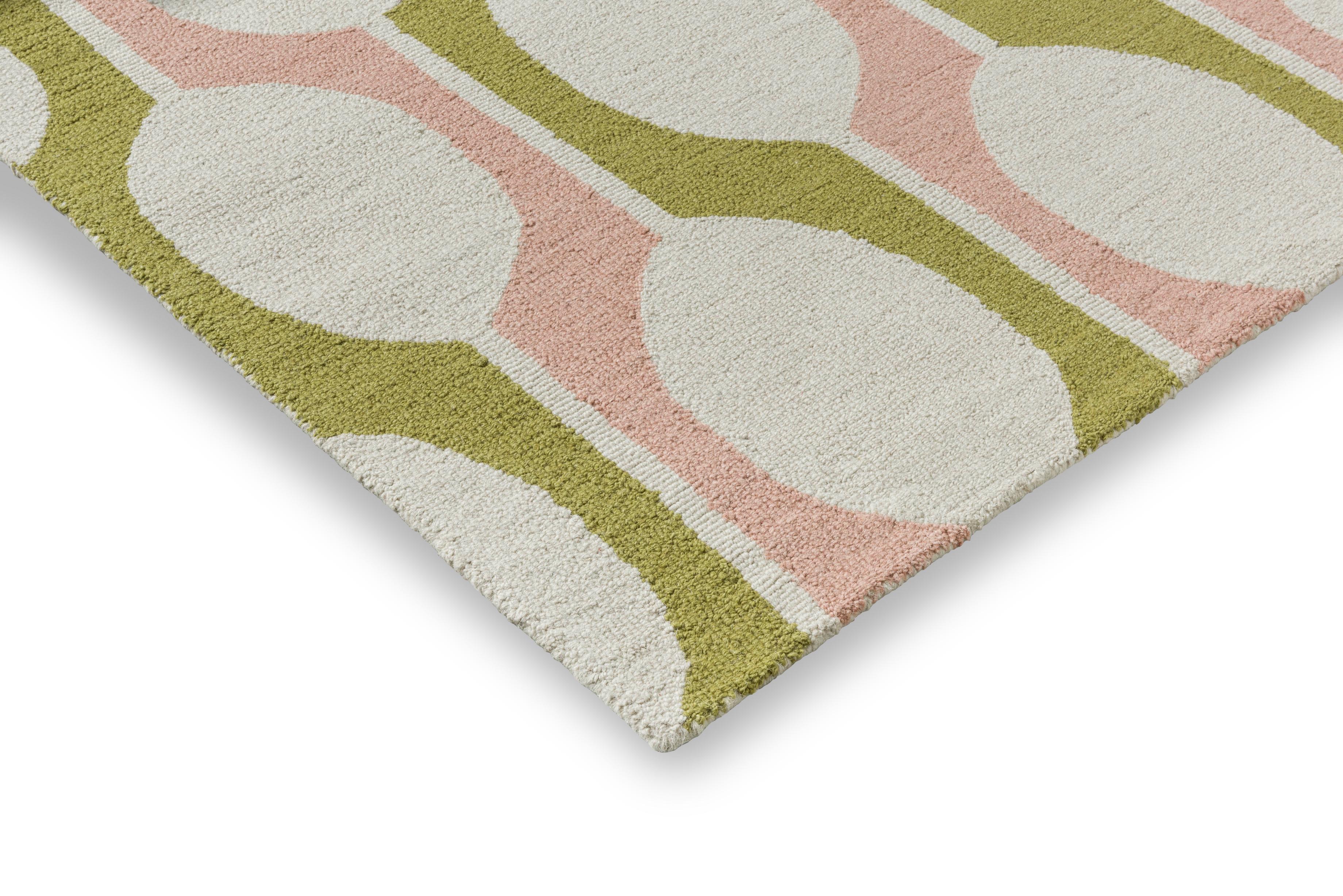Vloerkleed BILLOW LICHEN beige met roze en olijfgroen