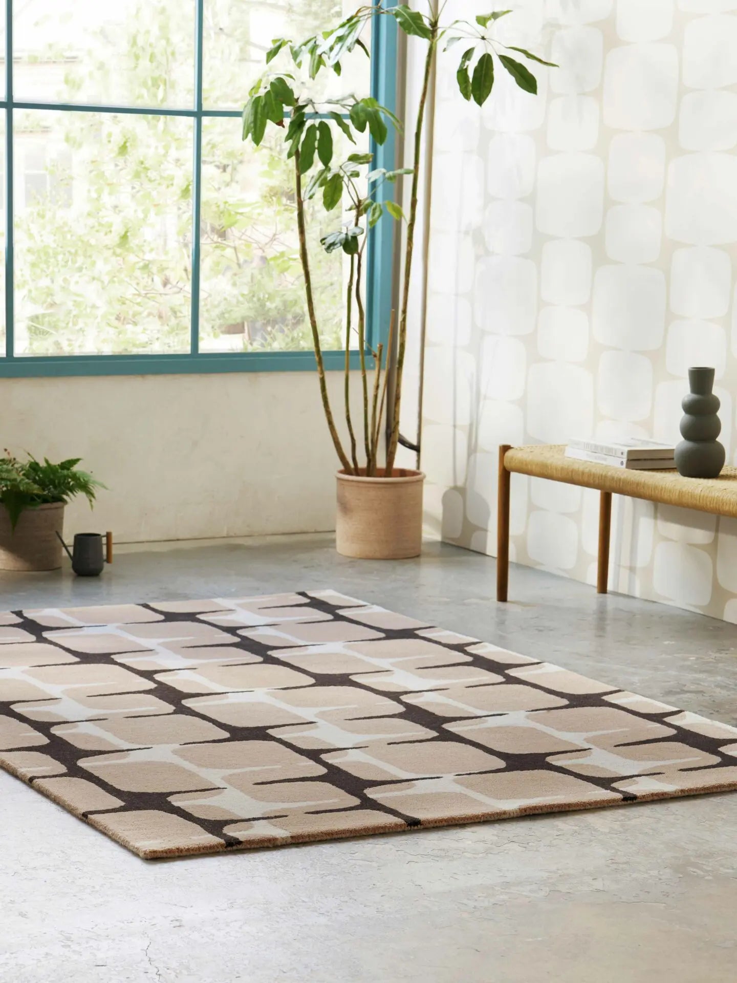 Teppich GOING LOHKO SKY beige mit Schwarz und Braun