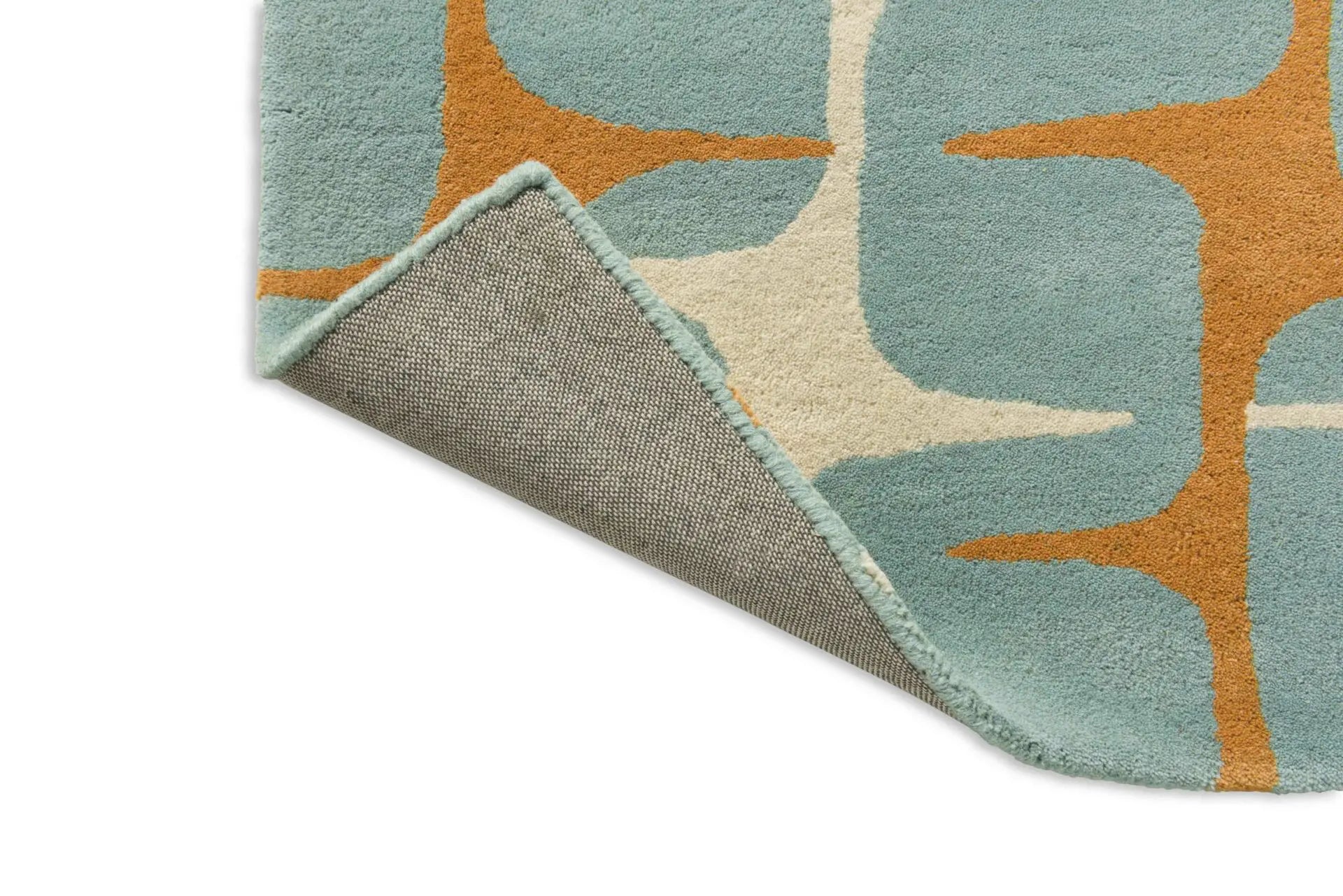 LOHKO Beige Rug with Turquoise and Orange