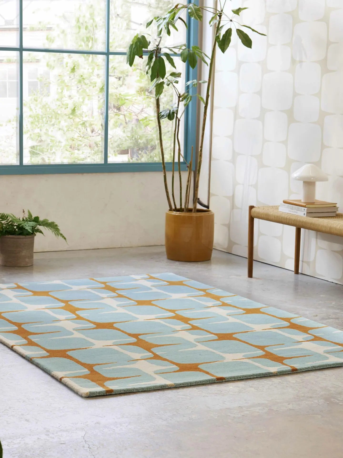 Teppich GOING LOHKO beige mit türkis und orange