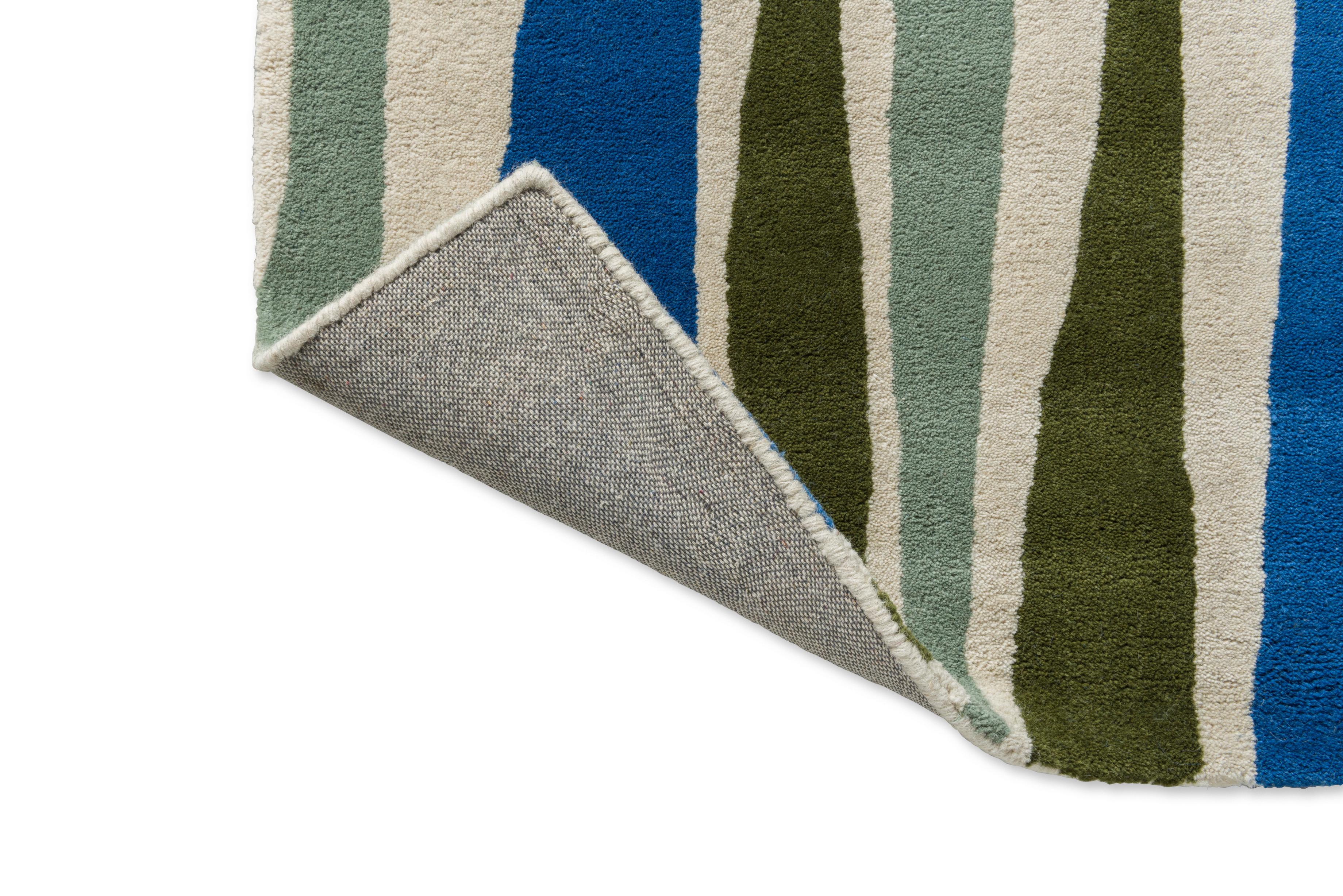 SAKU OLIVE rug in olive green with blue