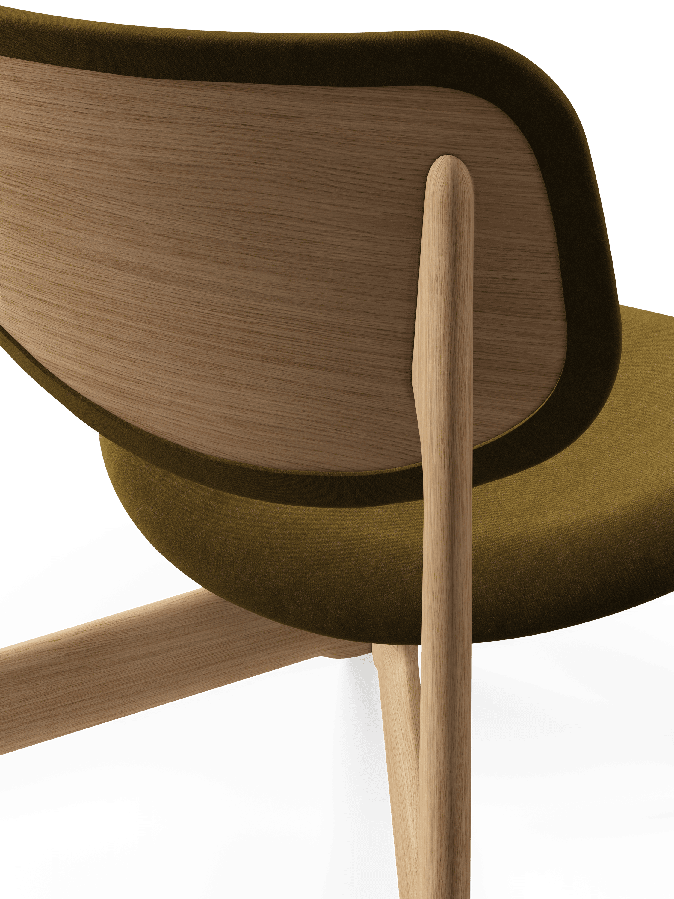 Fotel SLAB khaki z dębową podstawą