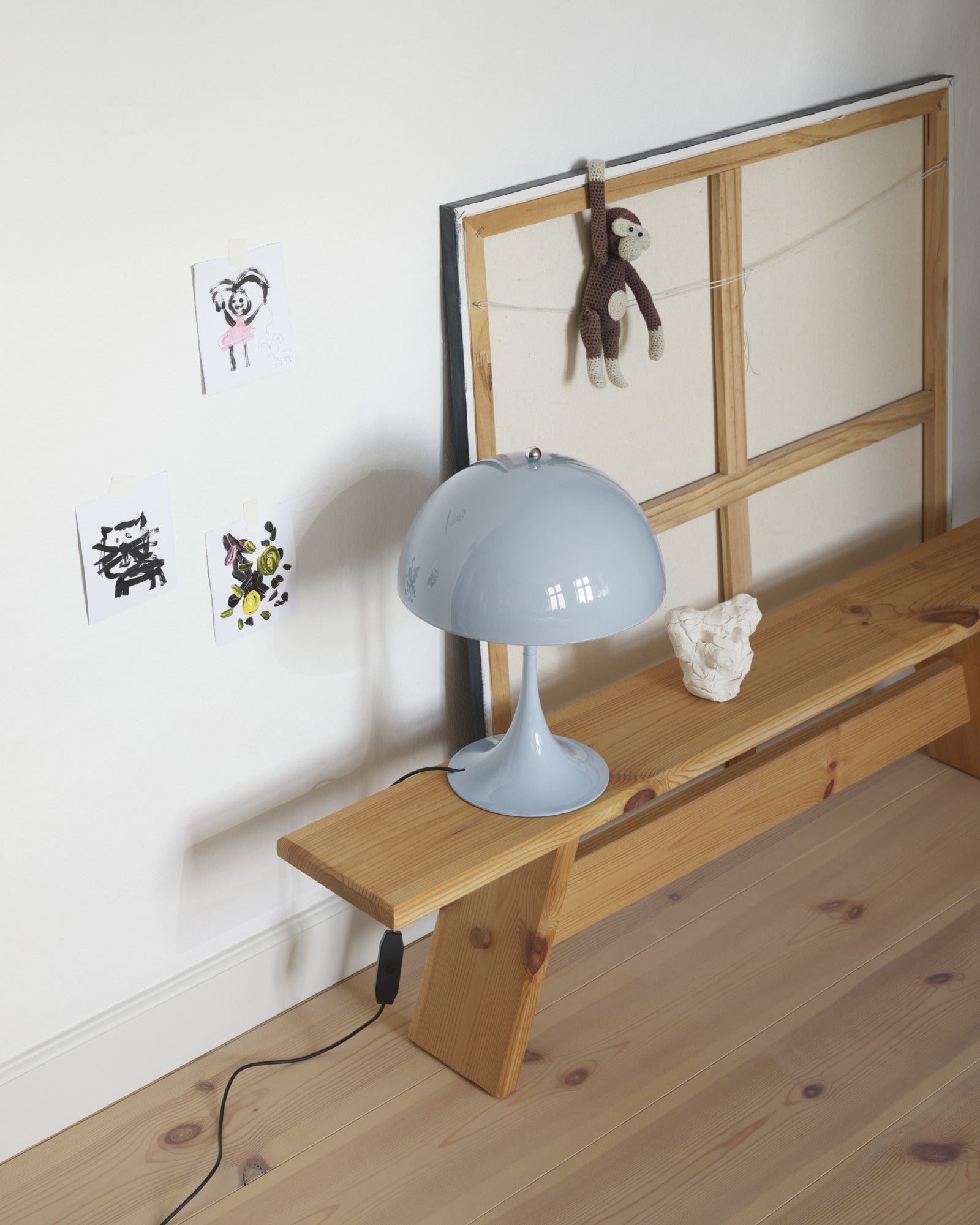 Draagbare lamp PANTHELLA 250 blauw opaal