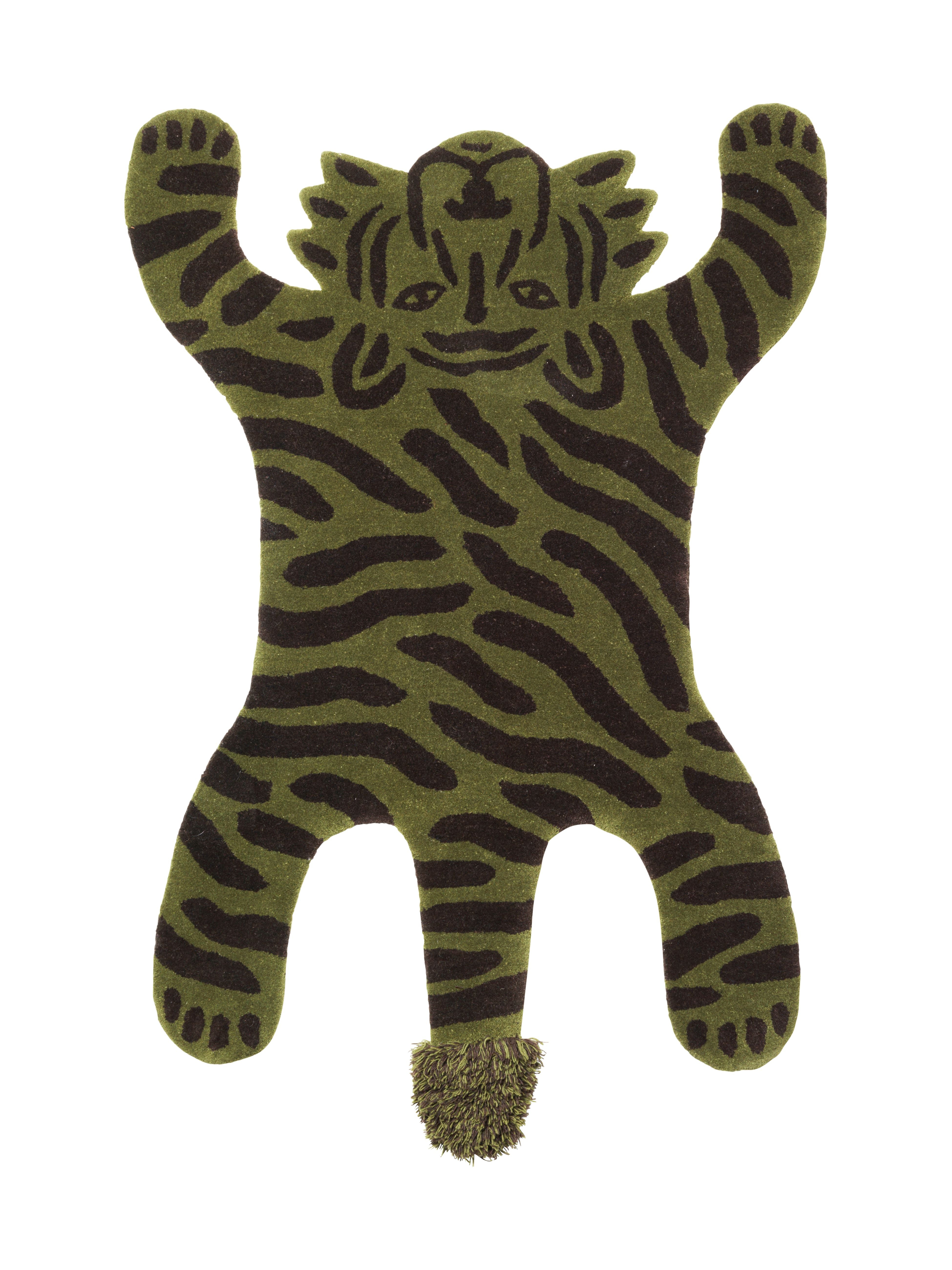 Decorative rug SAFARI TIGER dark green with black