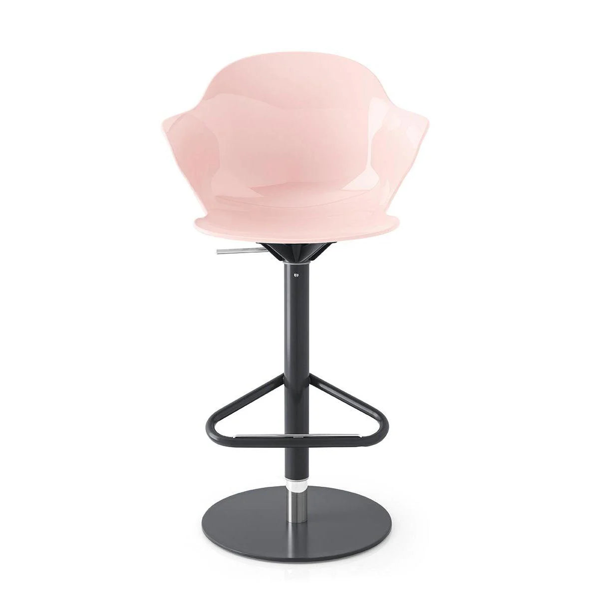 Rotating bar stool SAINT TROPEZ with pink seat and black base