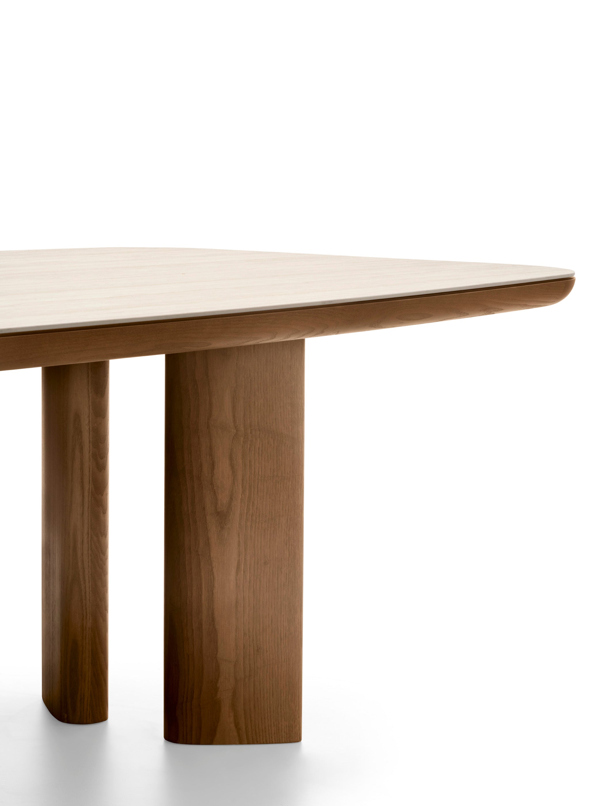 Tafel SANDY beige blad met notenhouten basis