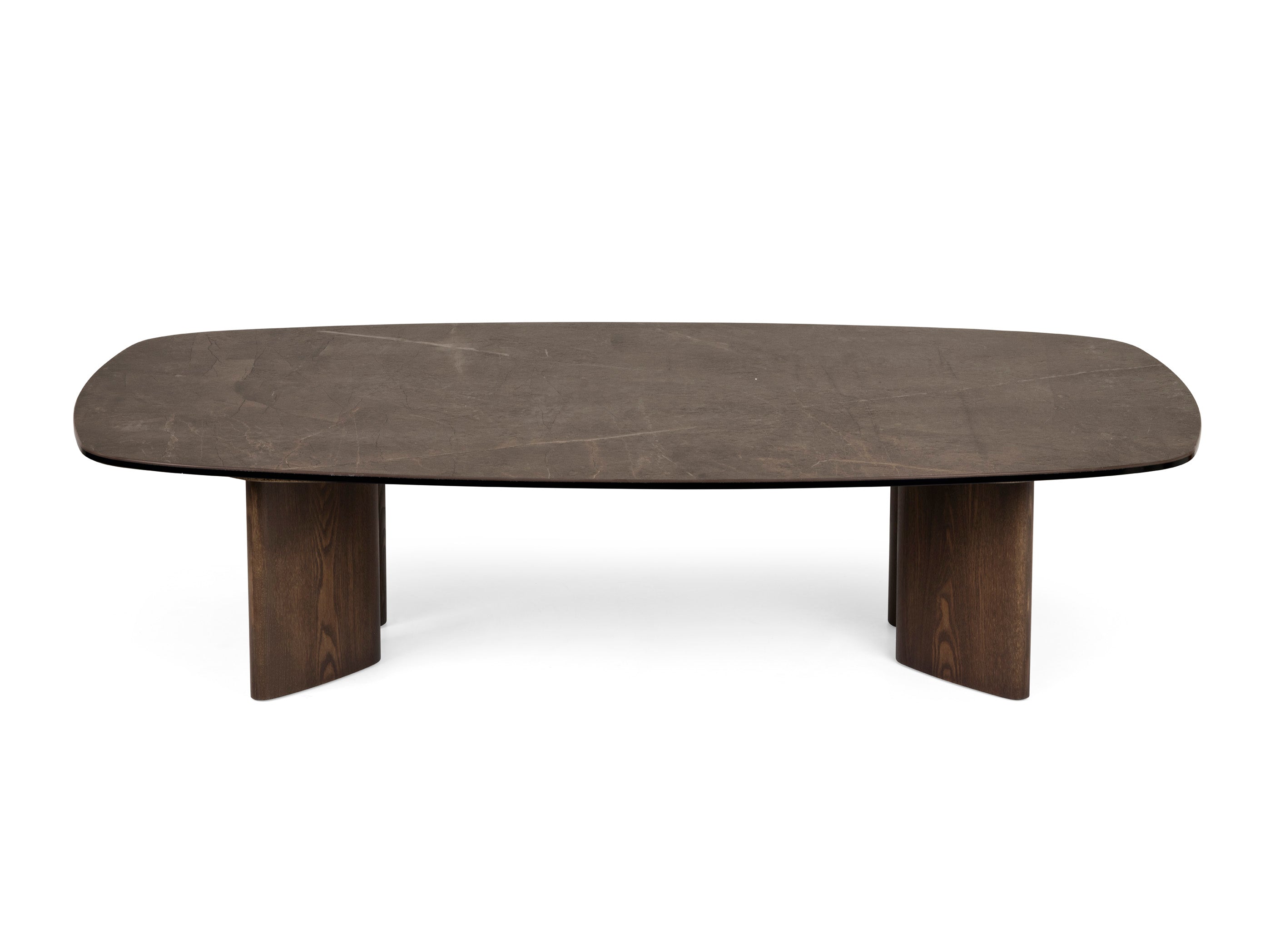 SANDY coffee table brown ceramic with dark wooden base