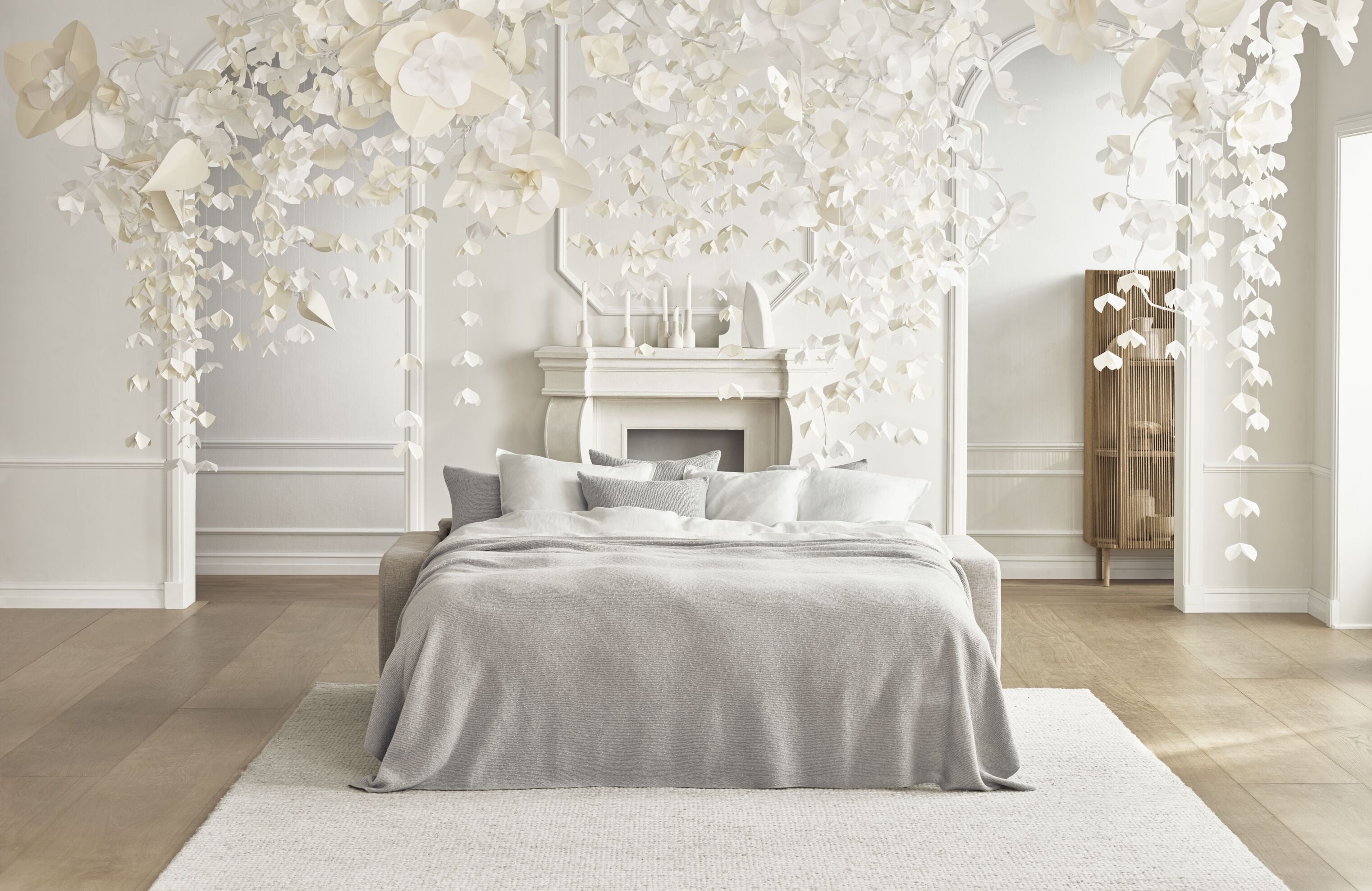 Sofa 2,5-zits SCANDINAVIA met een zwart gelakte eikenhouten basis