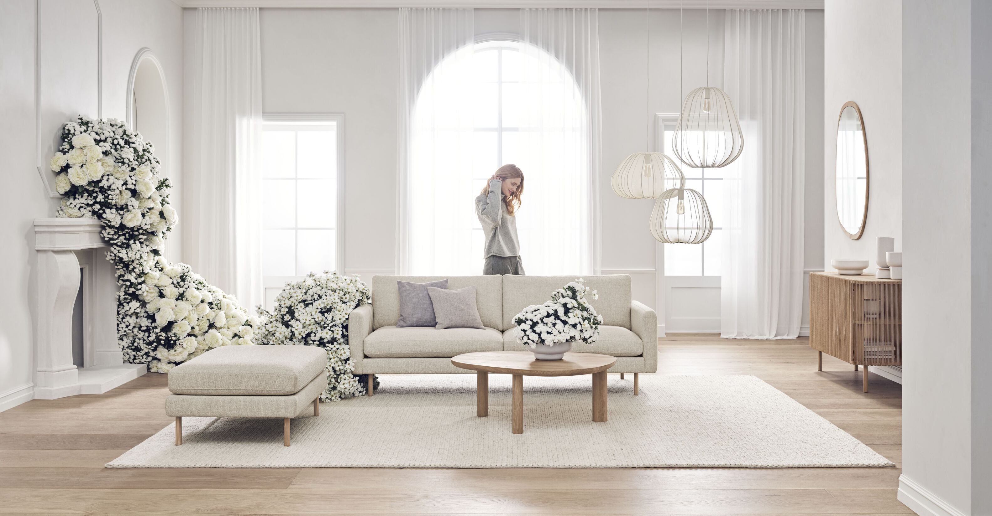 Sofa 5-persoons SCANDINAVIA REMIX basis van gebleekt eikenhout