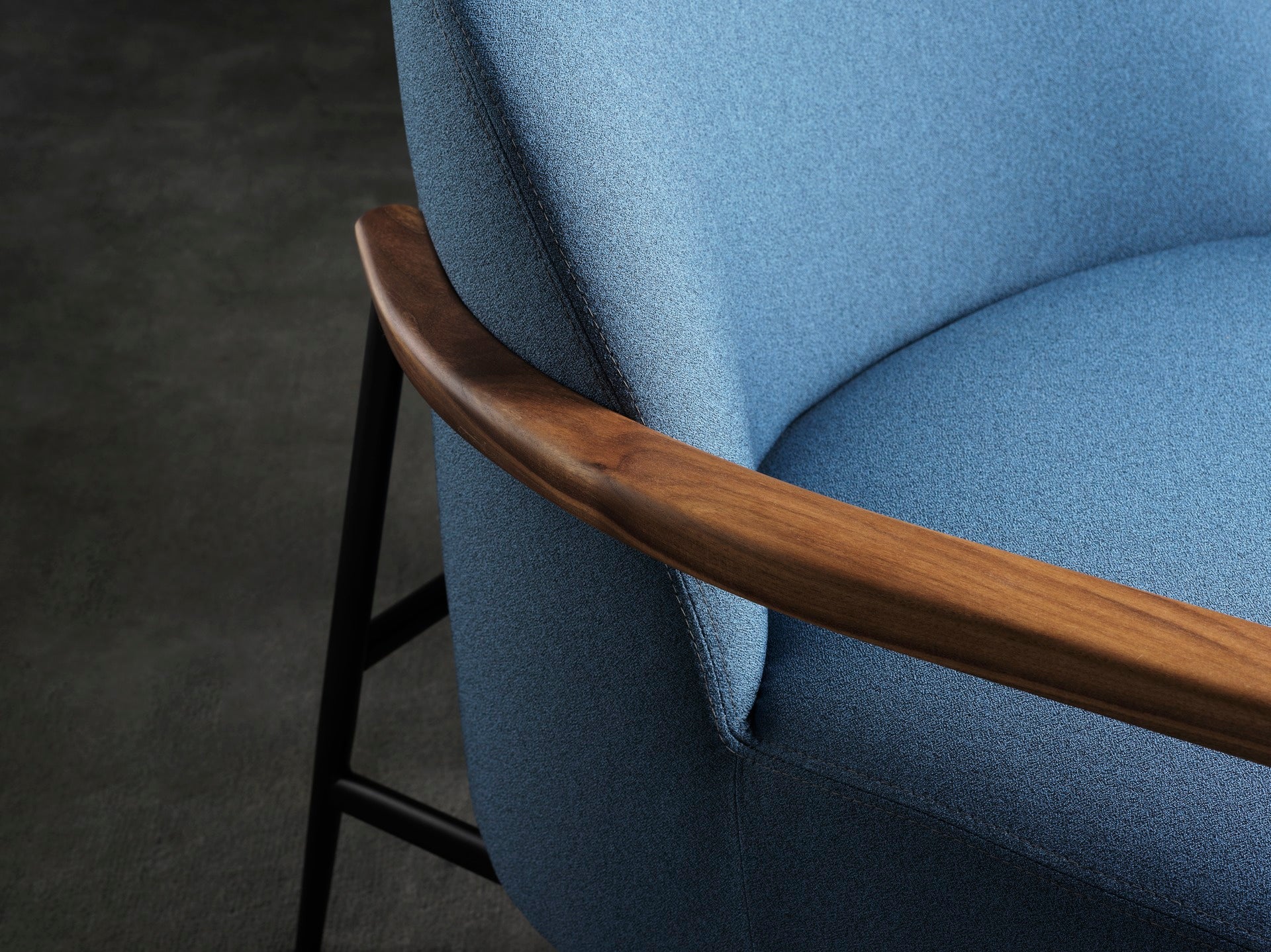 SEJOUR upholstered armchair with black base